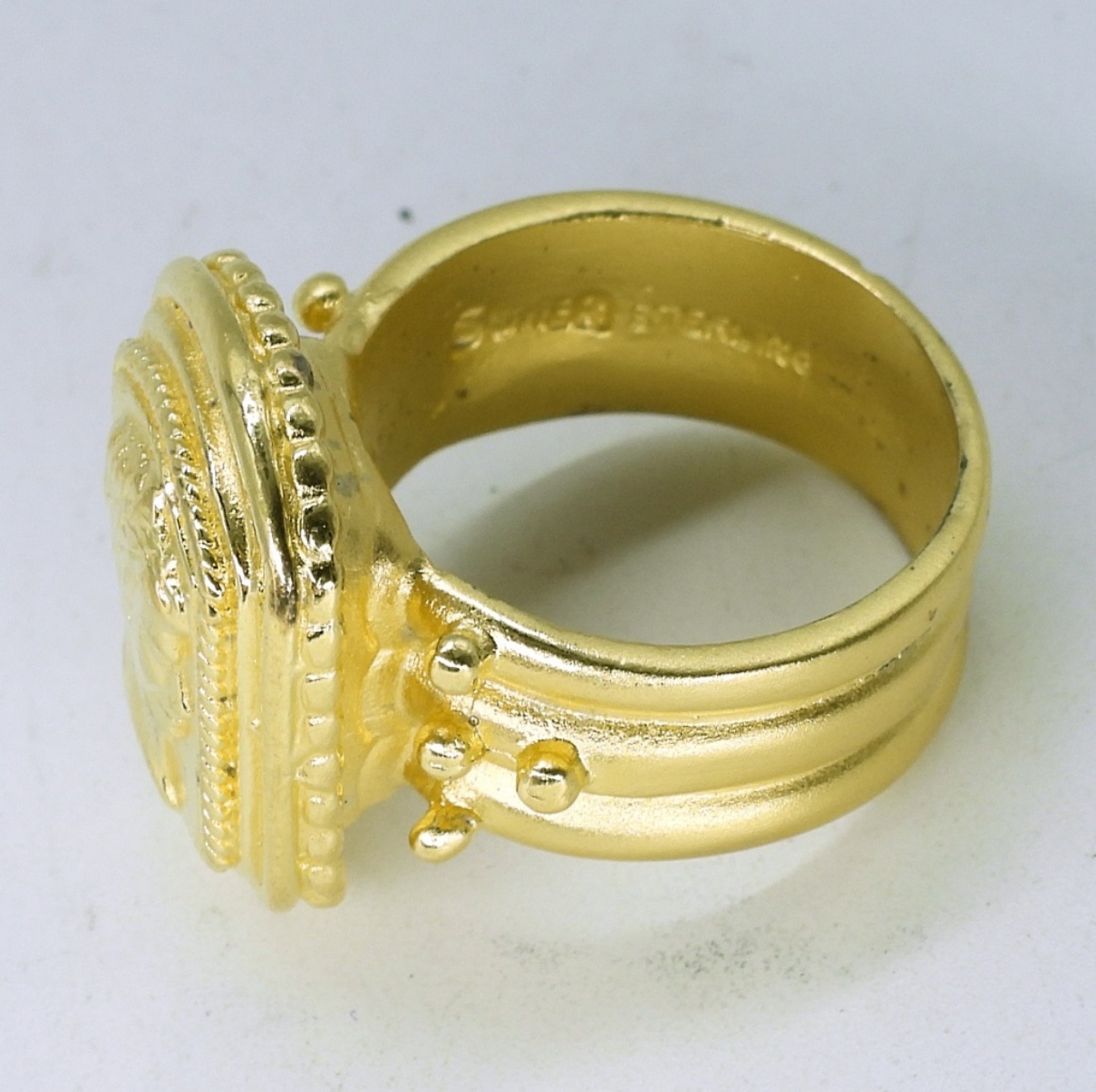 Gold Tone Sterling Ring, Earrings, Bracelet