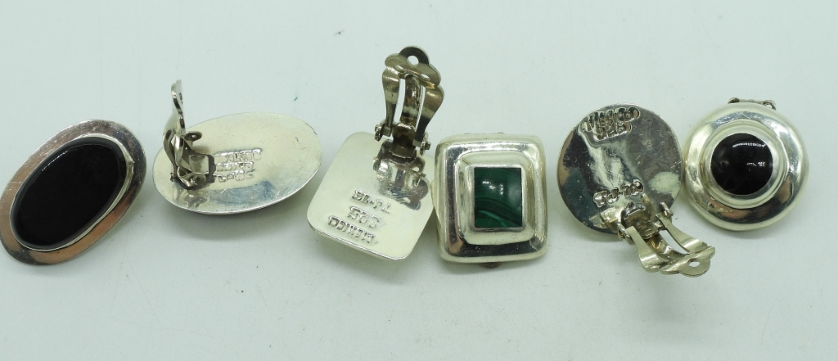 3 Pair of Taxco Sterling Clip On Earrings