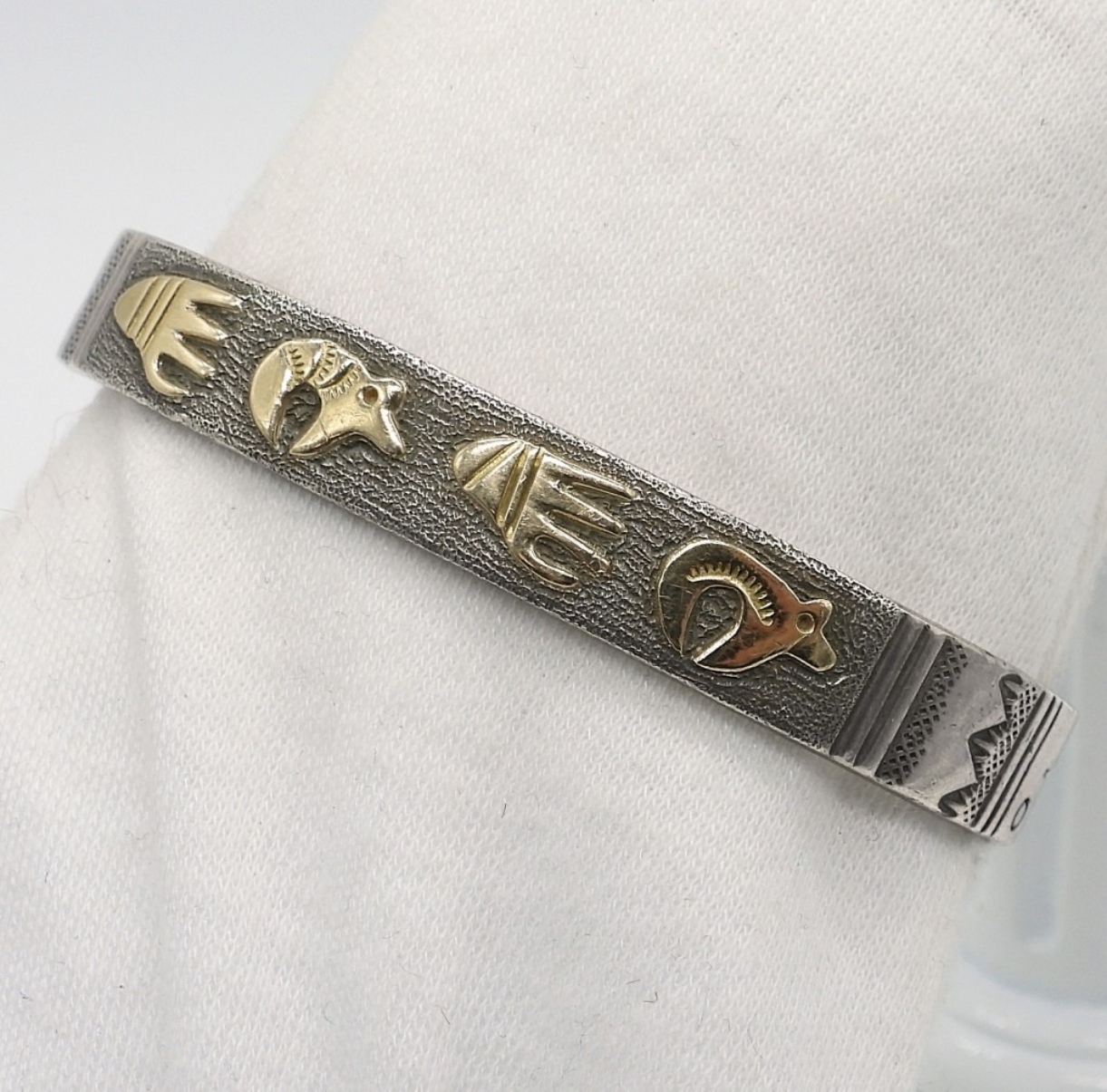 Native American 925 & 14k Cuff Bracelet