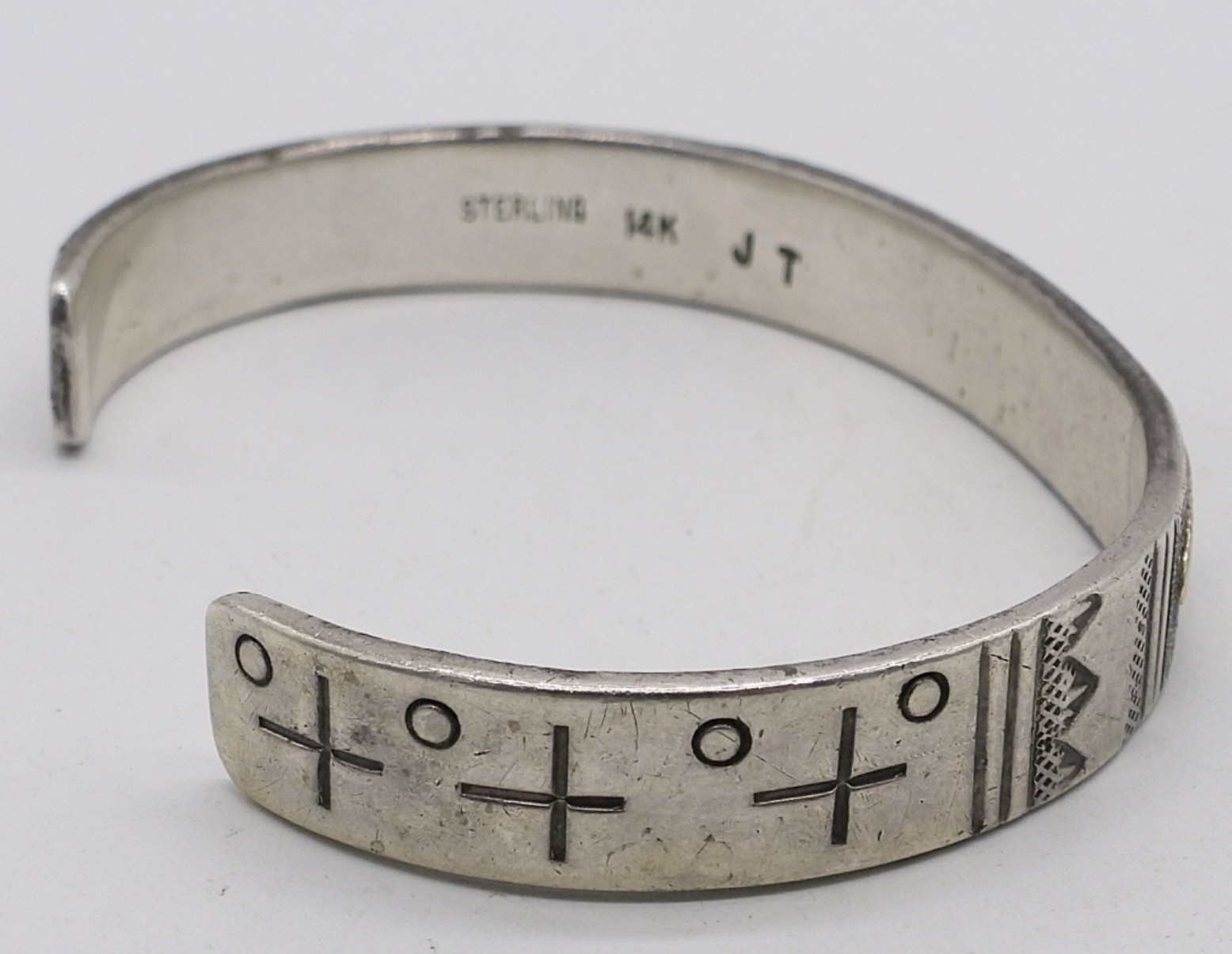 Native American 925 & 14k Cuff Bracelet
