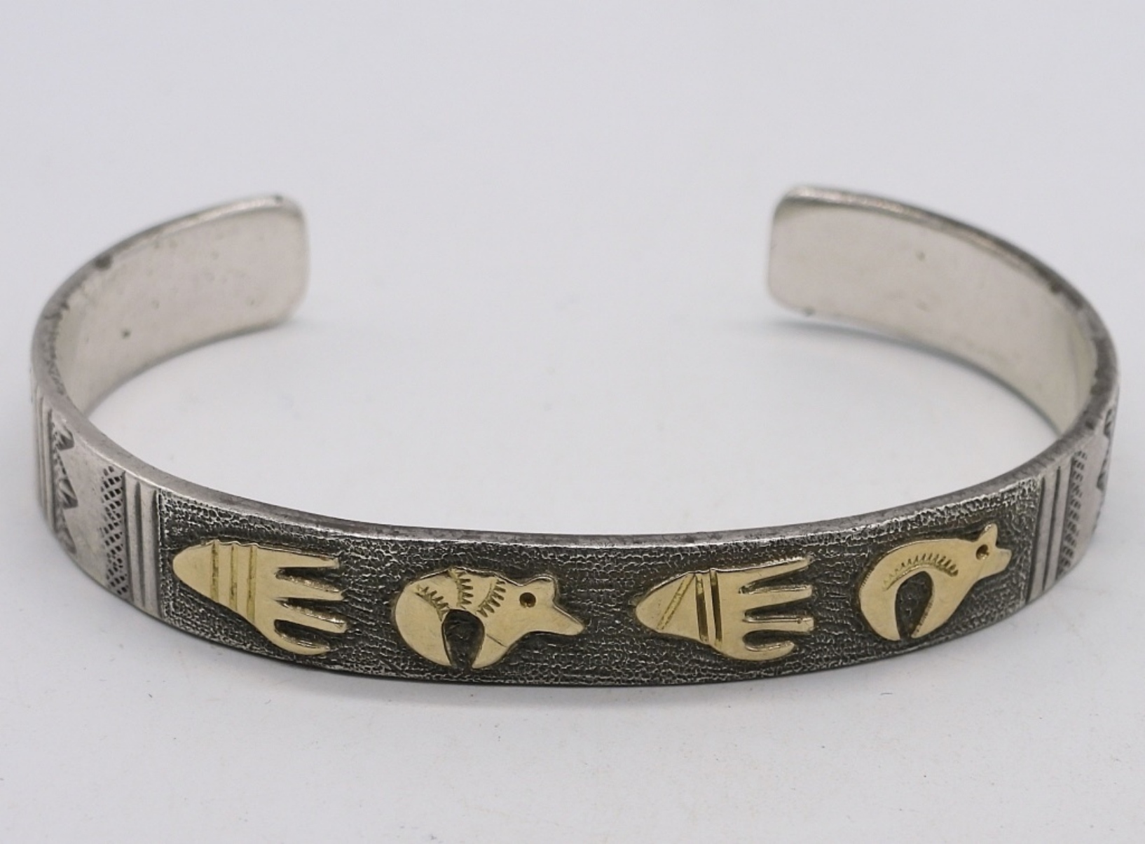 Native American 925 & 14k Cuff Bracelet