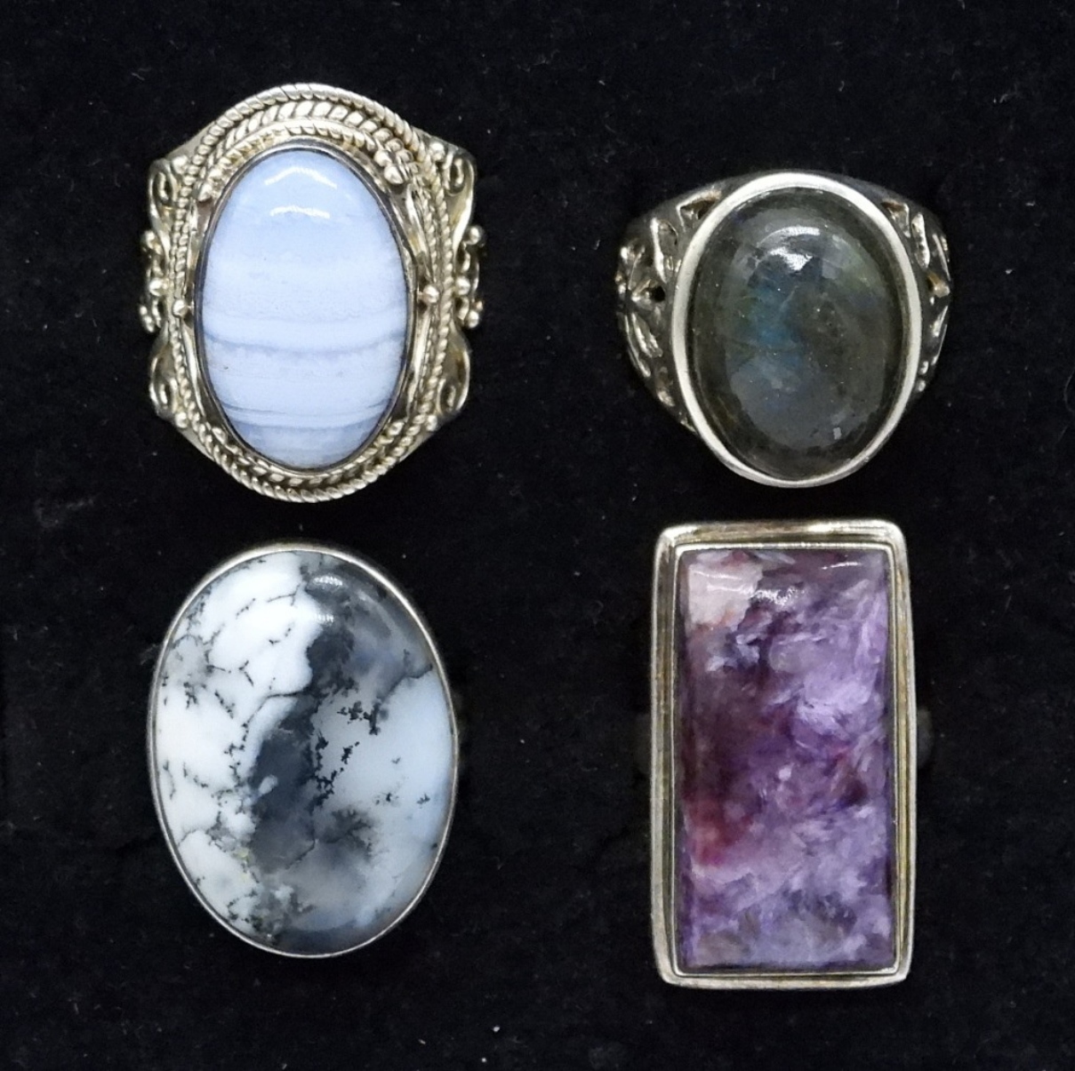 4 Beautiful Sterling Gemstone Rings