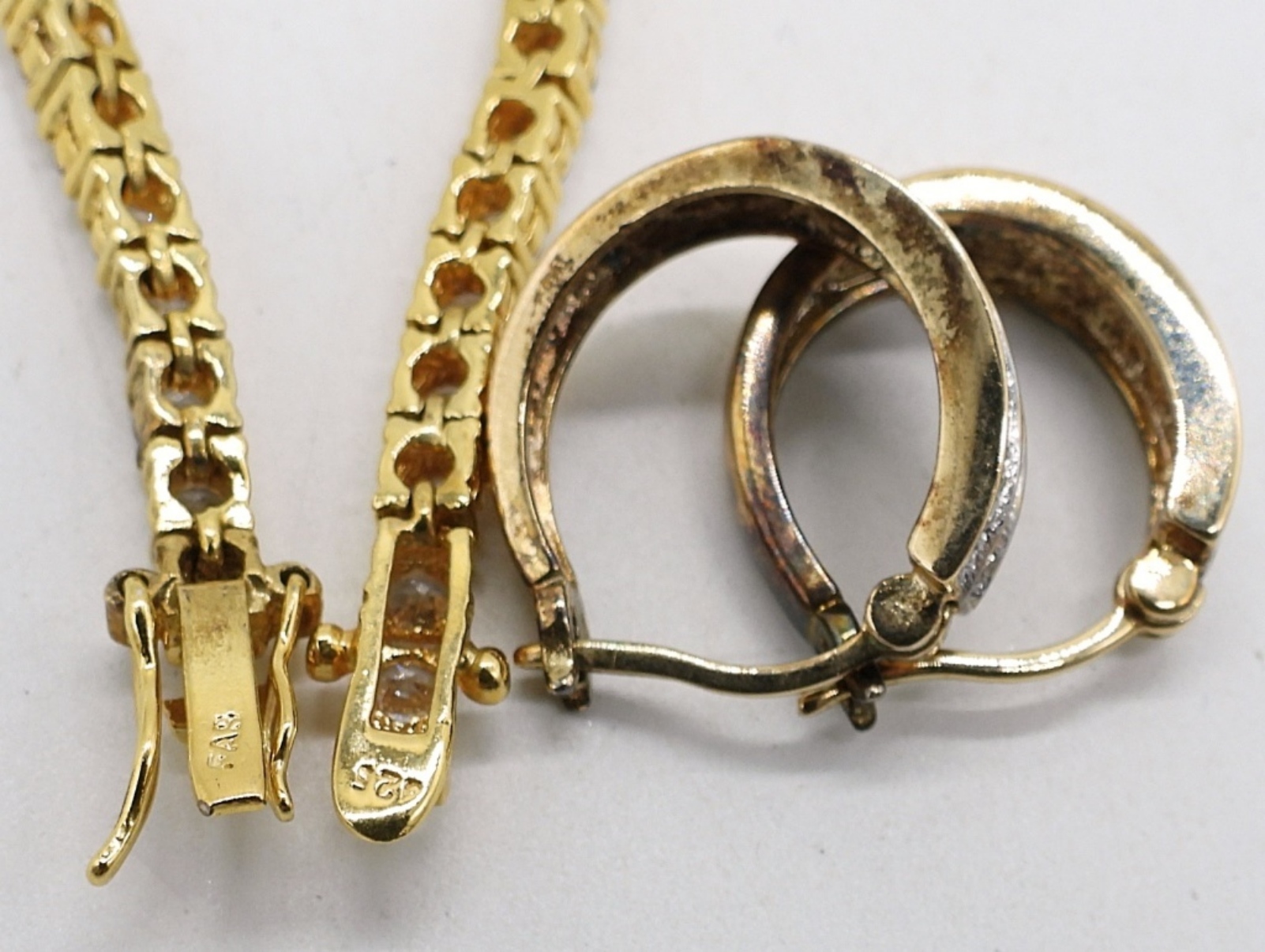 Gold Tone Sterling Simulated Diamond