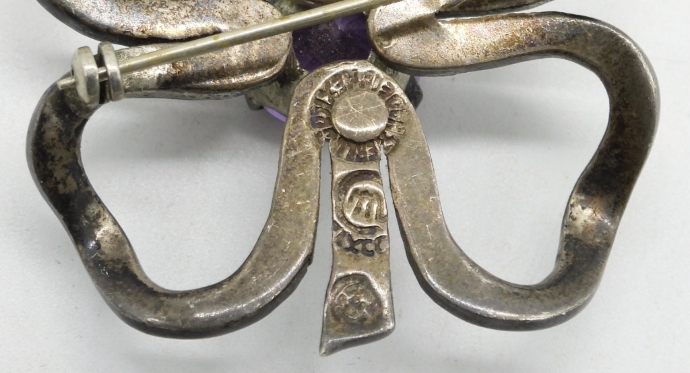 2 Taxco Sterling Gemstone Brooches