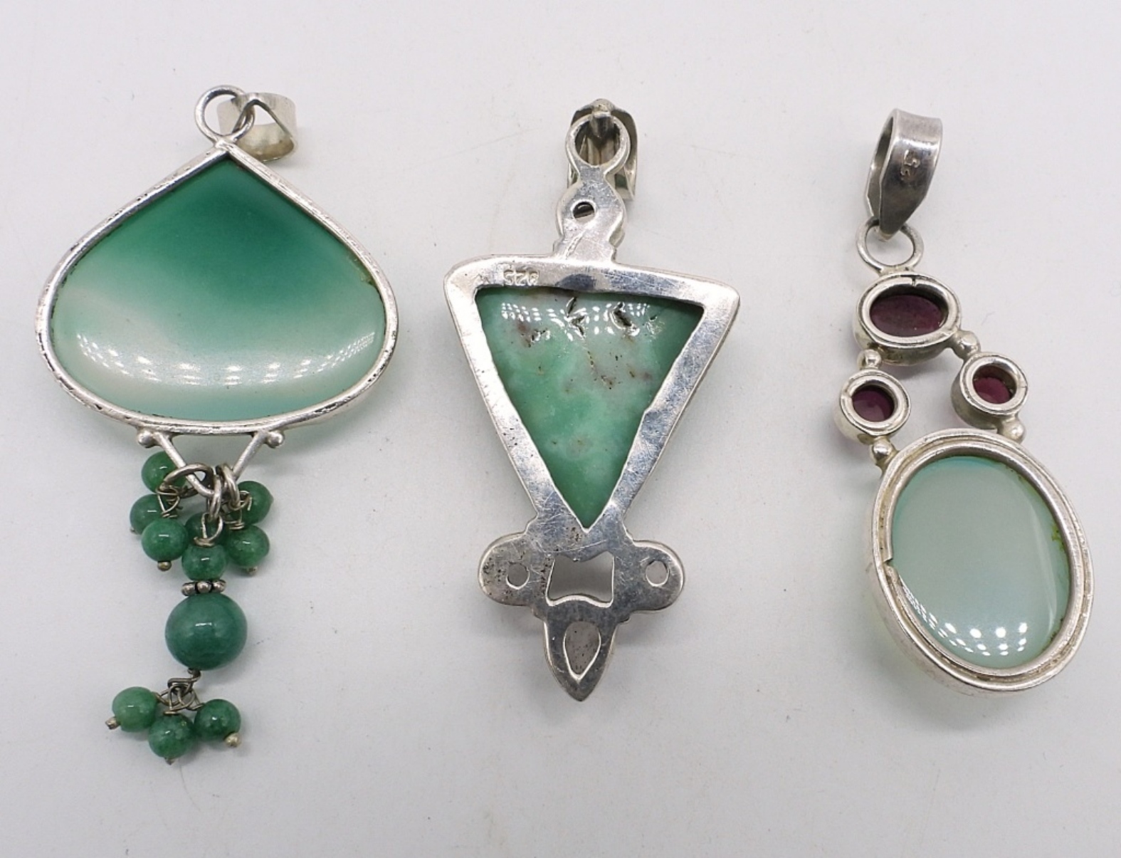 3 Sterling Pendants with Gemstones