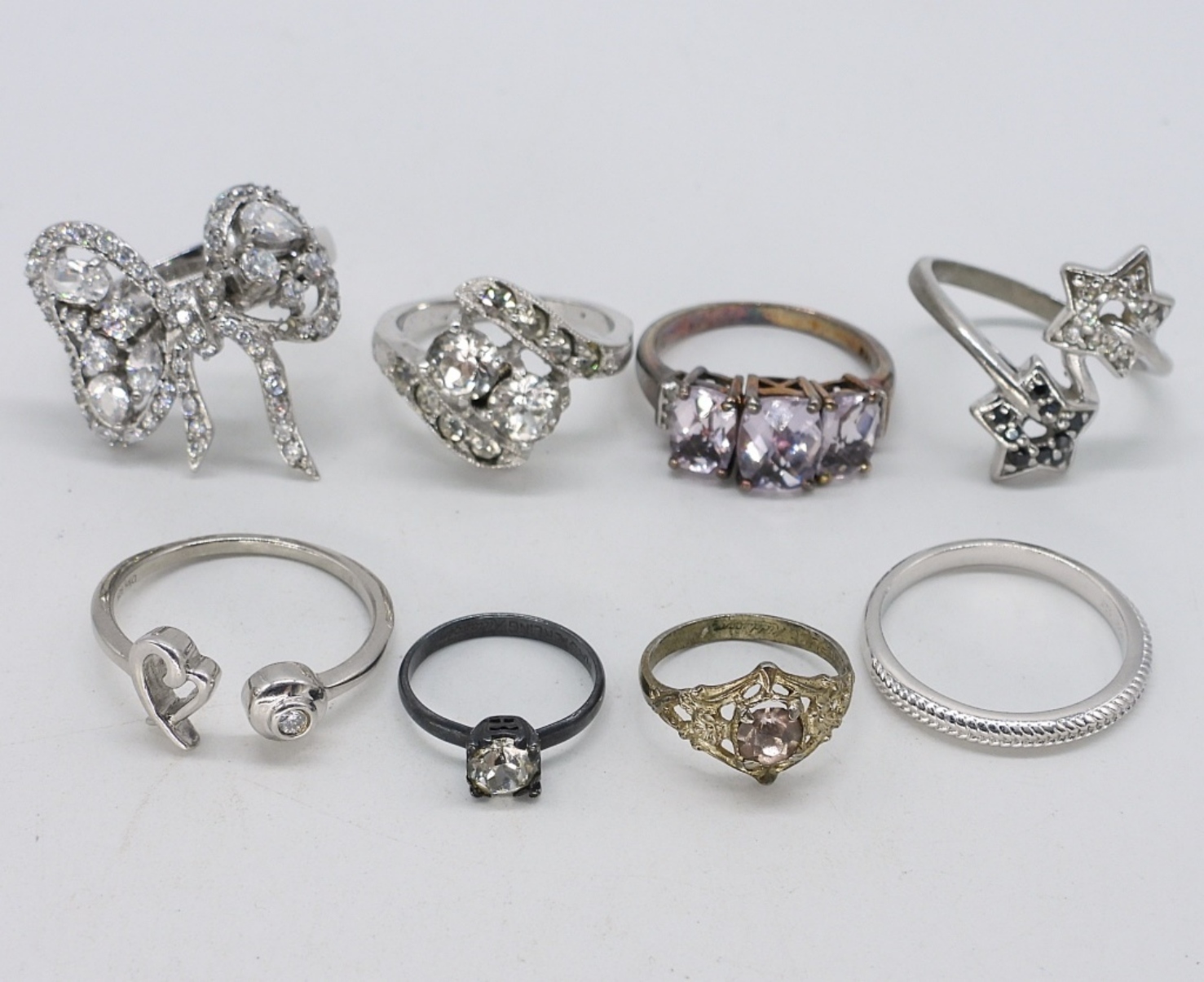 8 Sterling Fashion Faux Diamond Rings