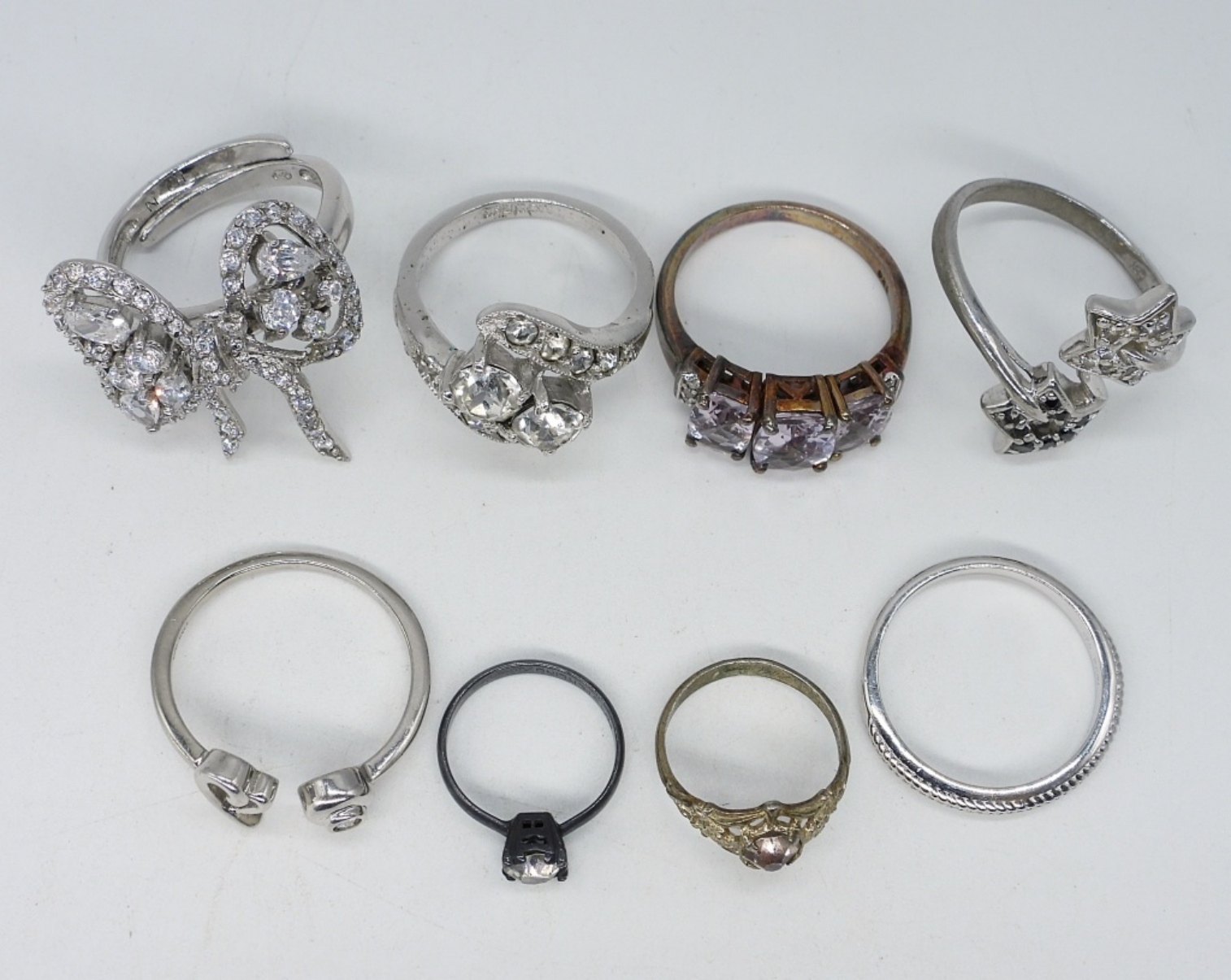 8 Sterling Fashion Faux Diamond Rings