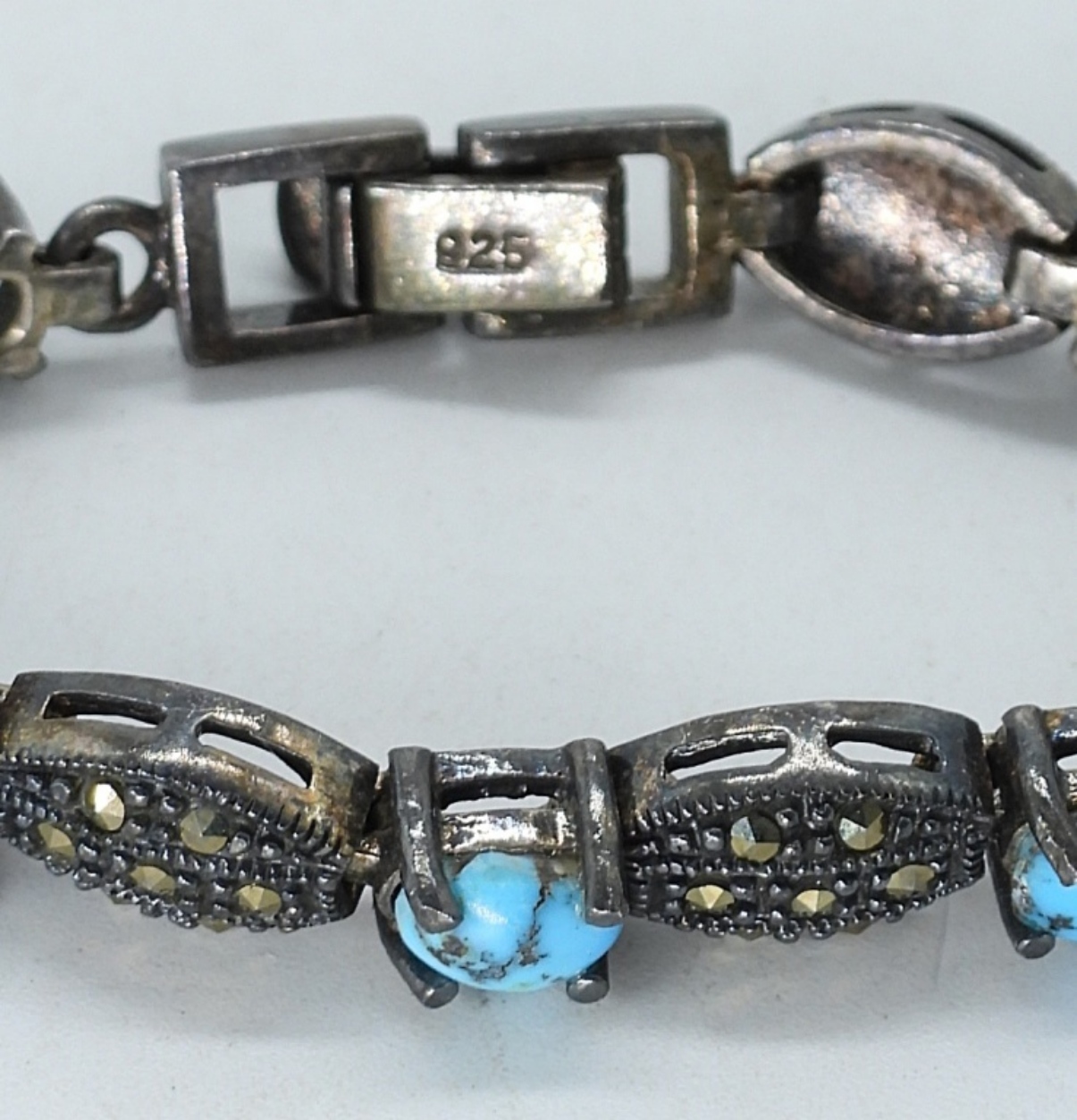 Marcasite 925 Earrings & Turquoise Bracelet