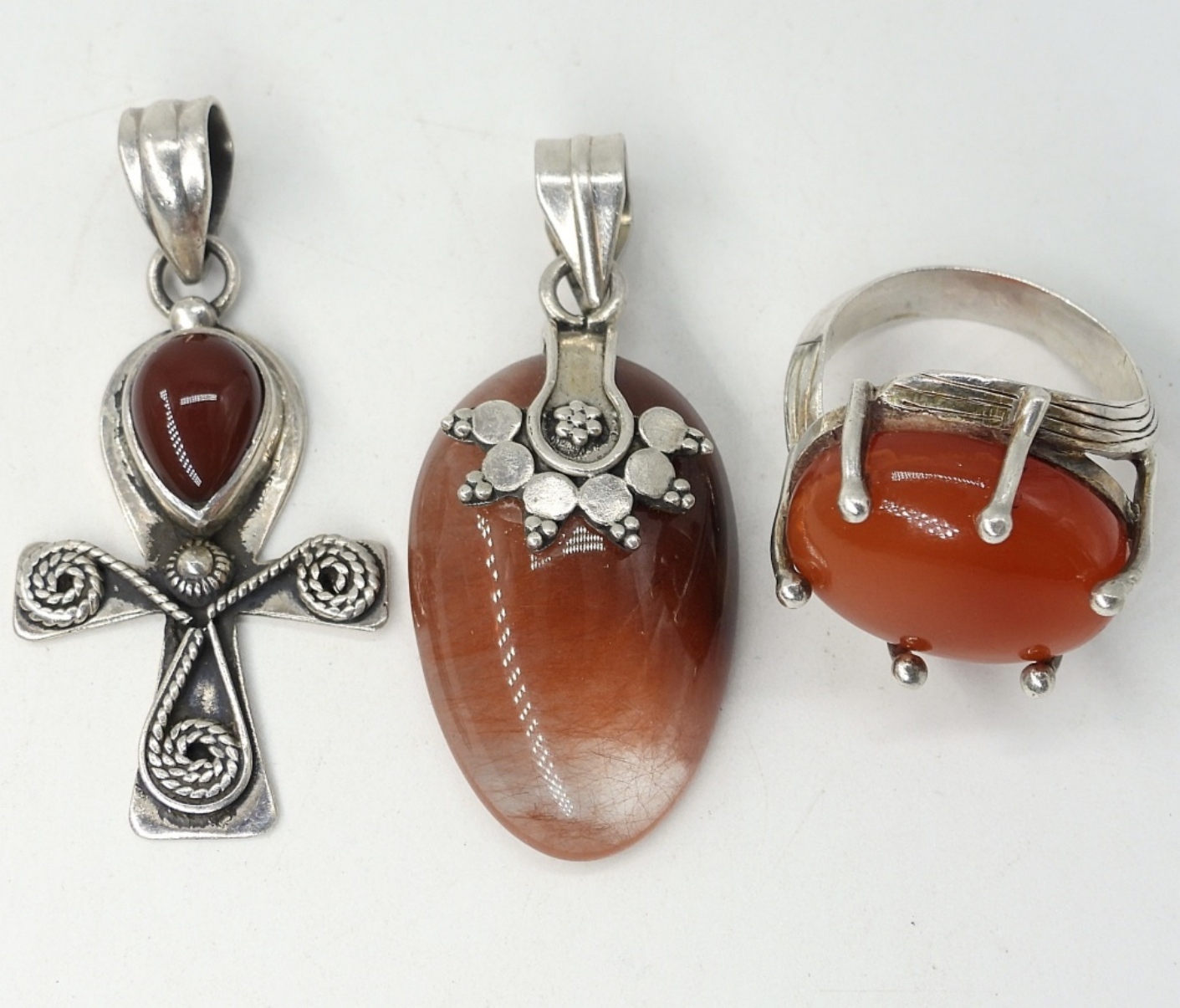 Carnelian Sterling Pendants and Ring