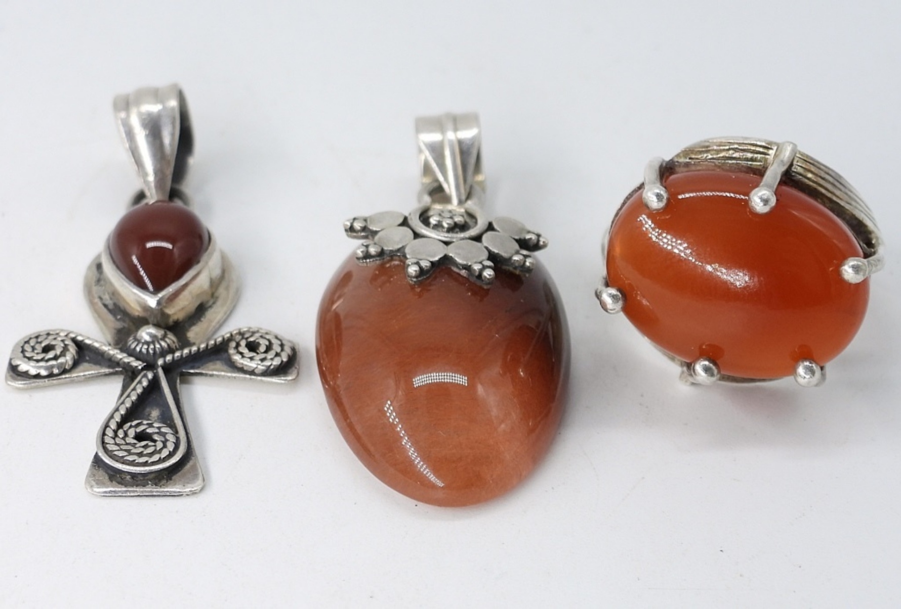 Carnelian Sterling Pendants and Ring