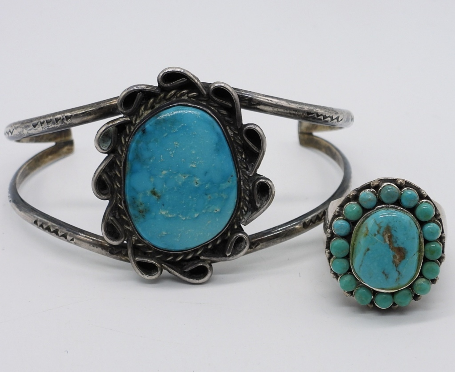 Vintage Sterling Turquoise Cuff & Ring