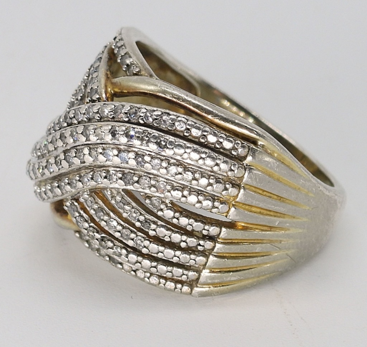 Diamond 925 Gold Tone Ring & Necklace