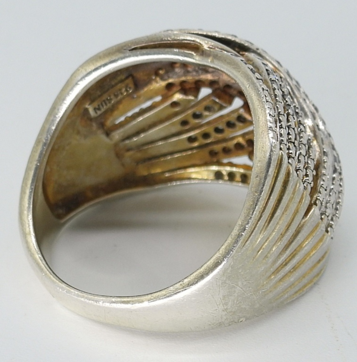 Diamond 925 Gold Tone Ring & Necklace