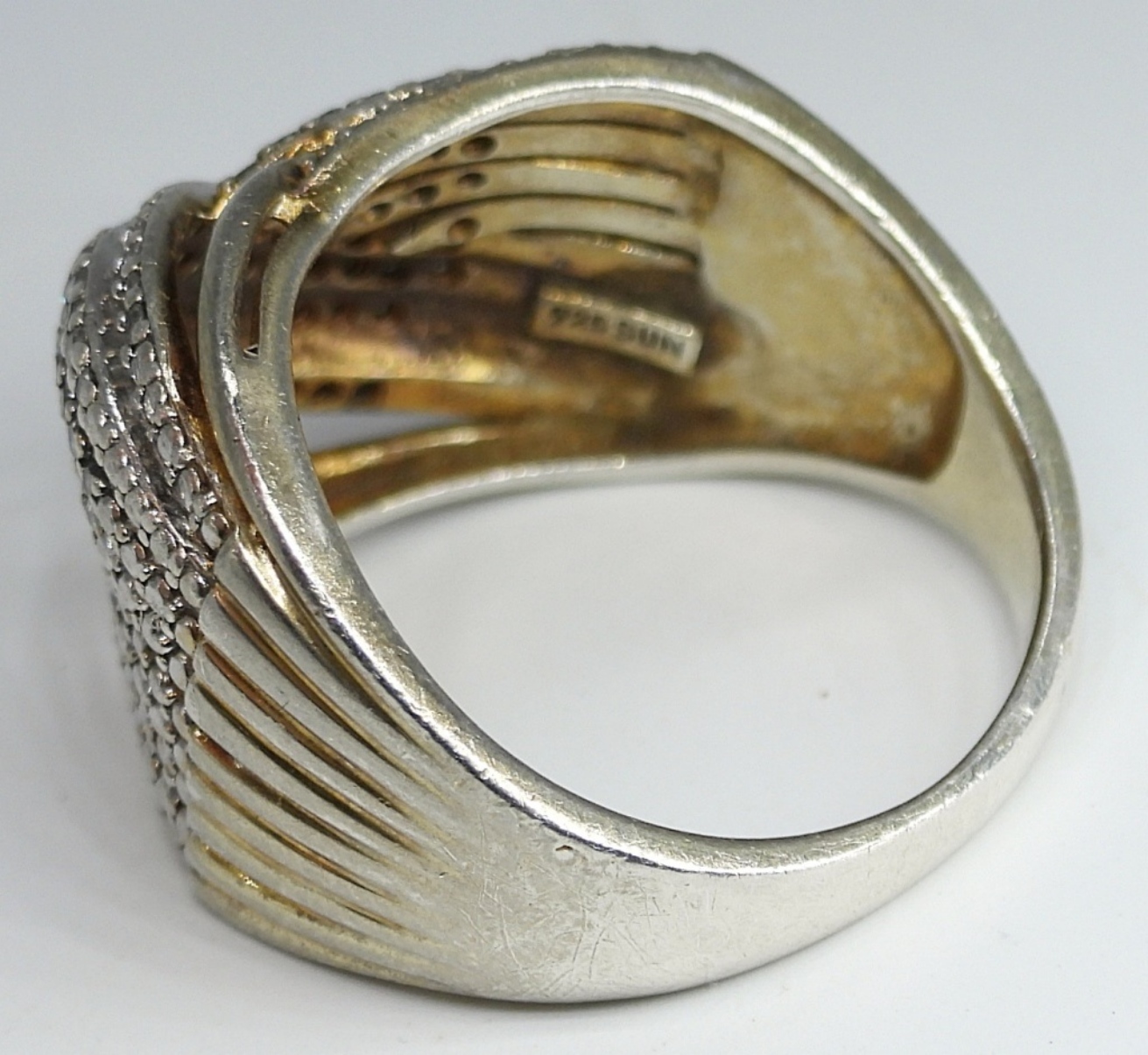 Diamond 925 Gold Tone Ring & Necklace