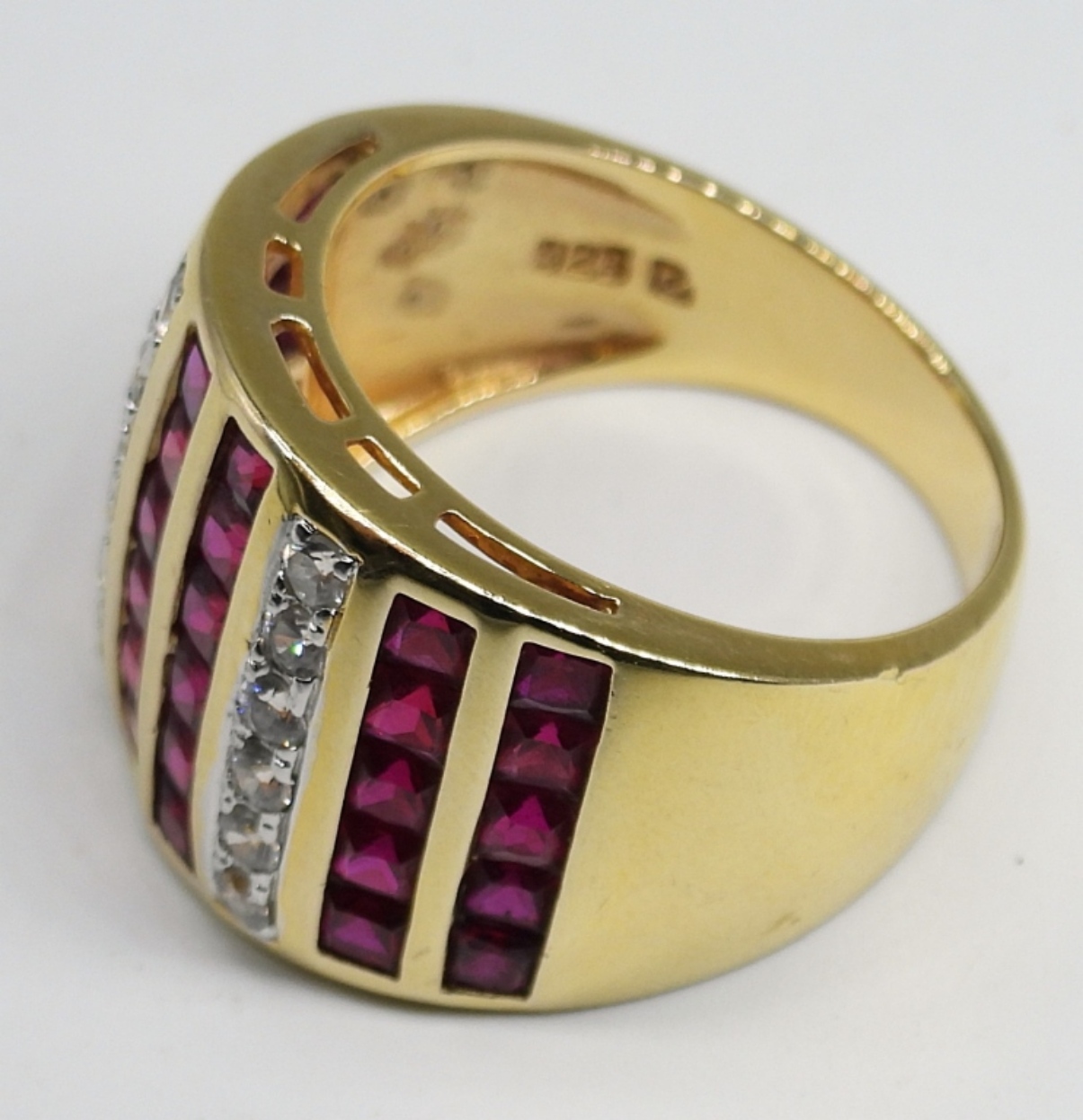 Gold Tone 925 Simulated Ruby Set