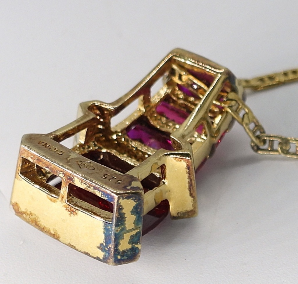Gold Tone 925 Simulated Ruby Set