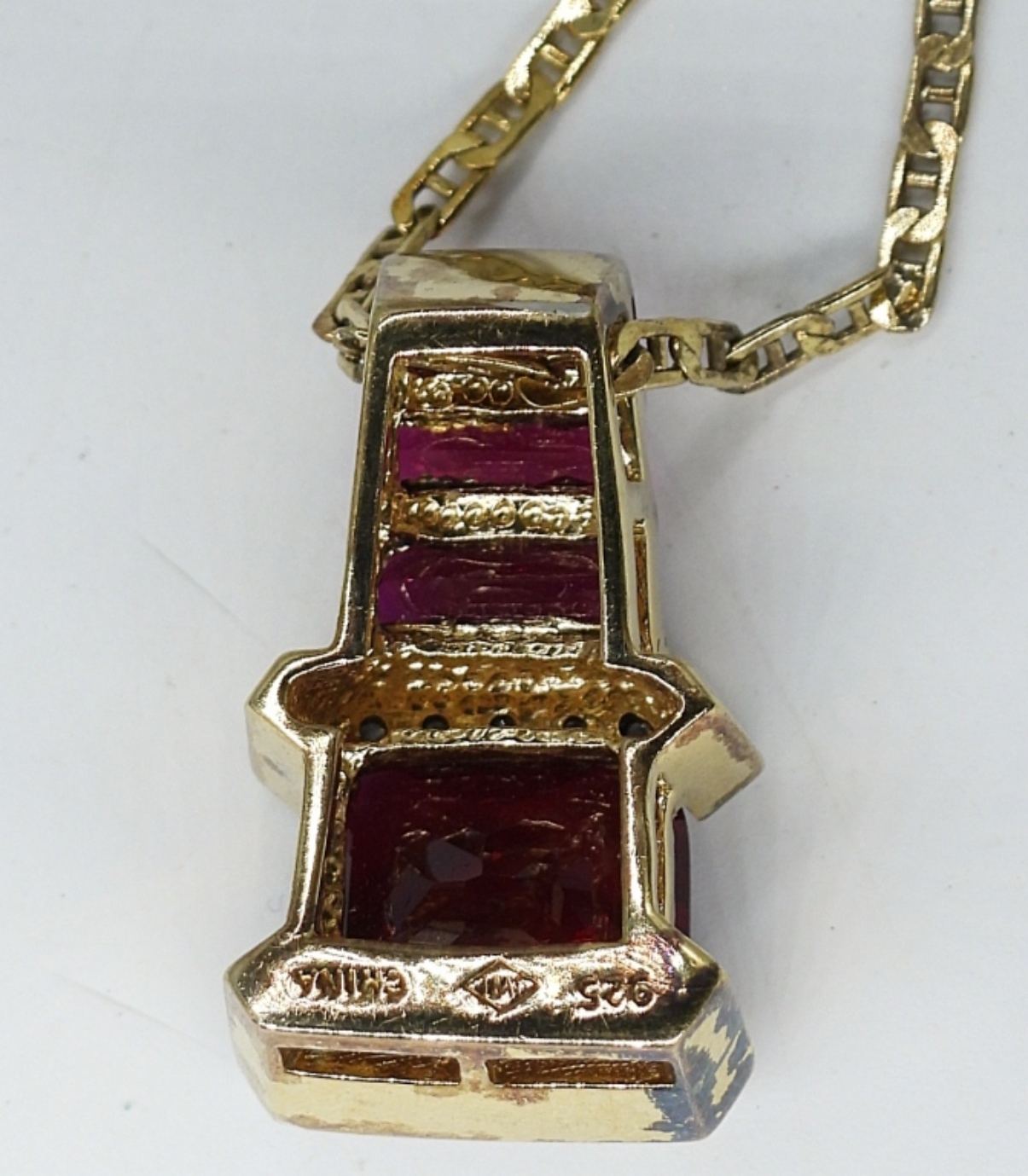Gold Tone 925 Simulated Ruby Set