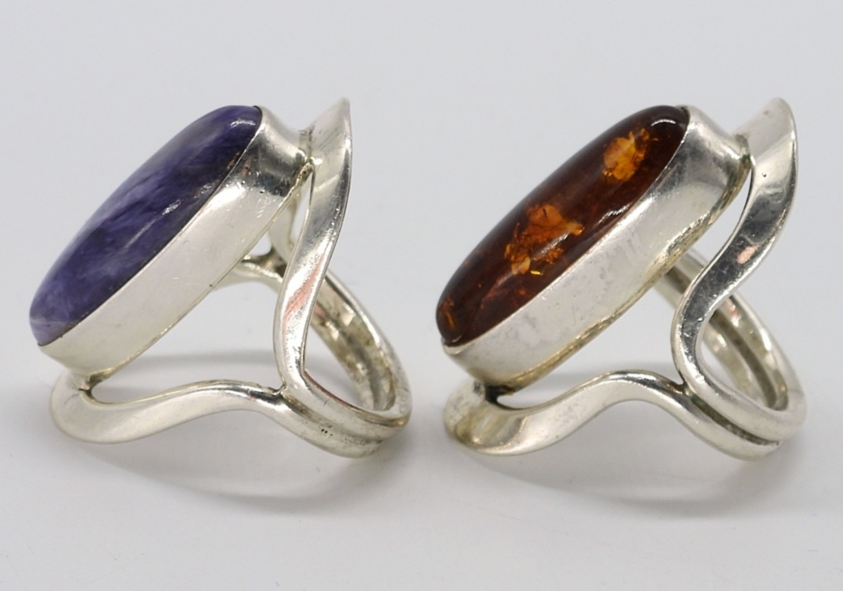 Mexico 925 Charoite & Amber Rings