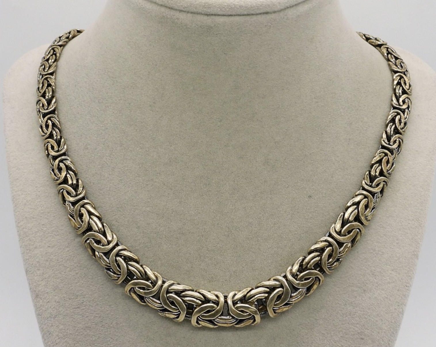 Gold Tone 925 Byzantine Link Chain Necklace