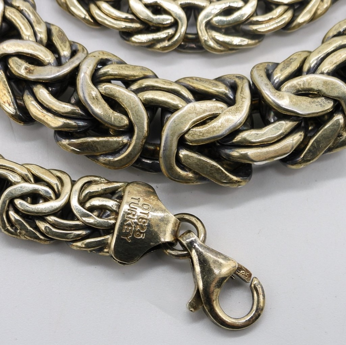Gold Tone 925 Byzantine Link Chain Necklace
