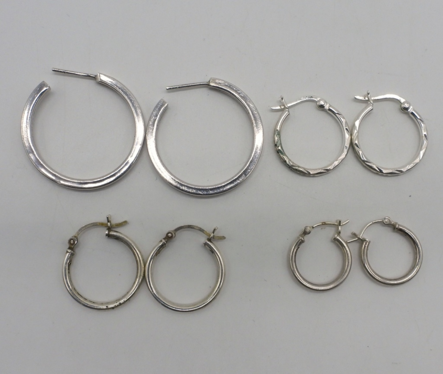 Four Pair of Sterling Hoop Earrings