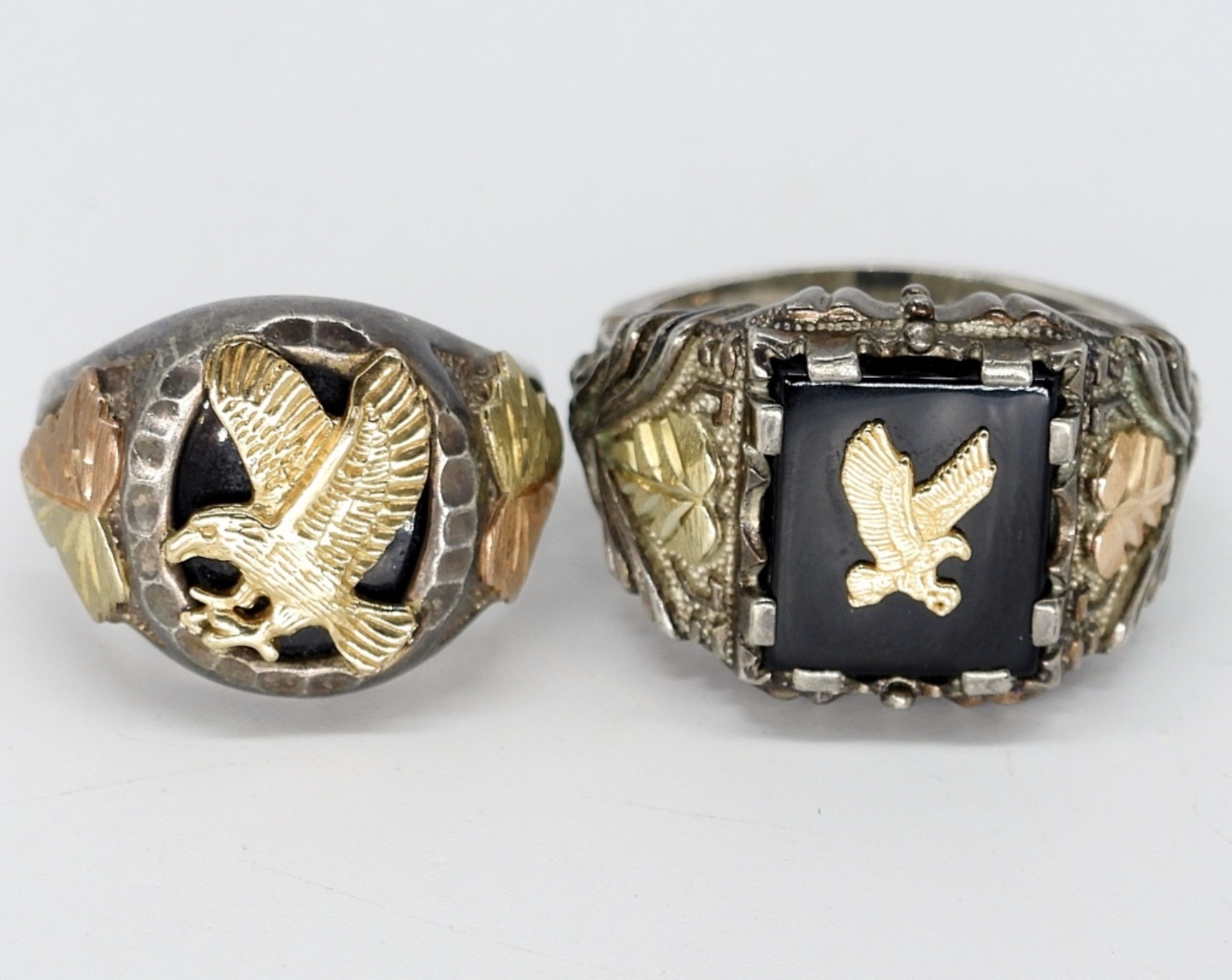 Two Sterling, 10k & 14k Eagle Rings