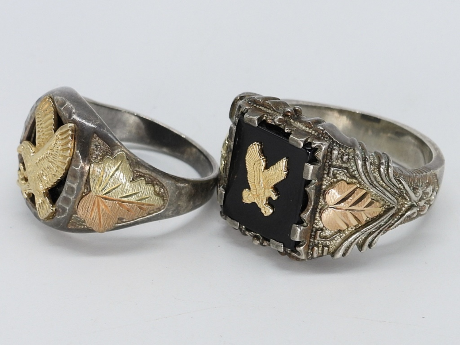Two Sterling, 10k & 14k Eagle Rings