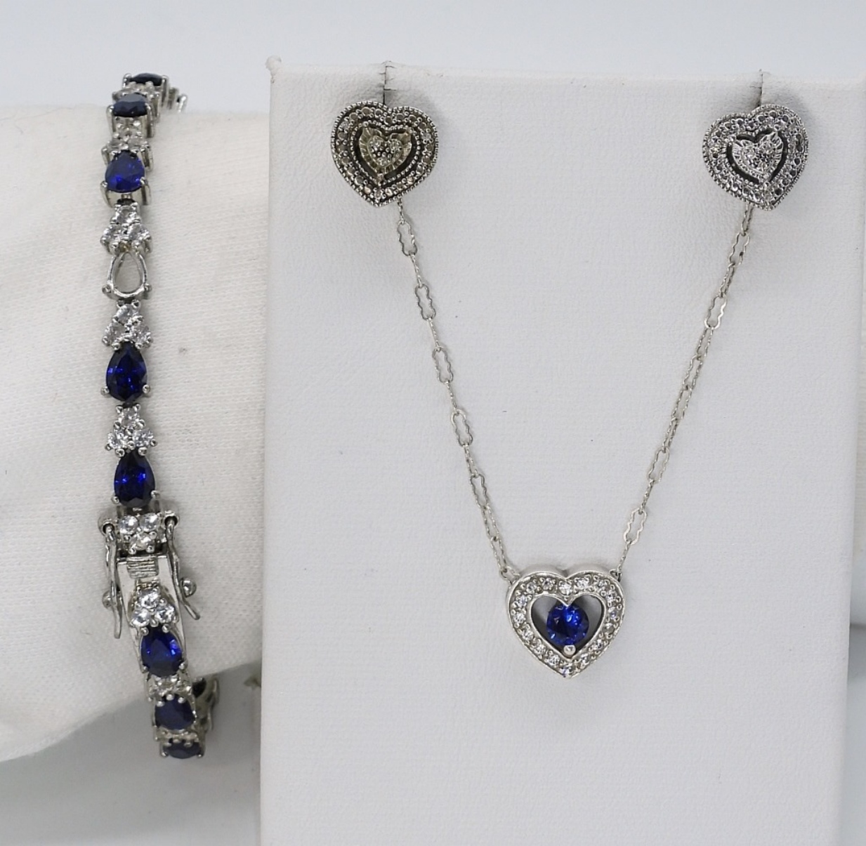 Simulated Sapphire 925 Necklace & Bracelet