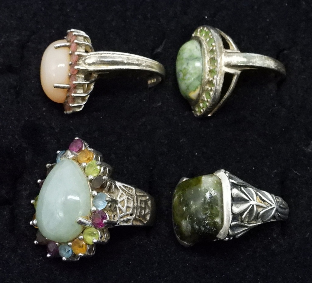 Four Sterling Fashion Gemstone Rings