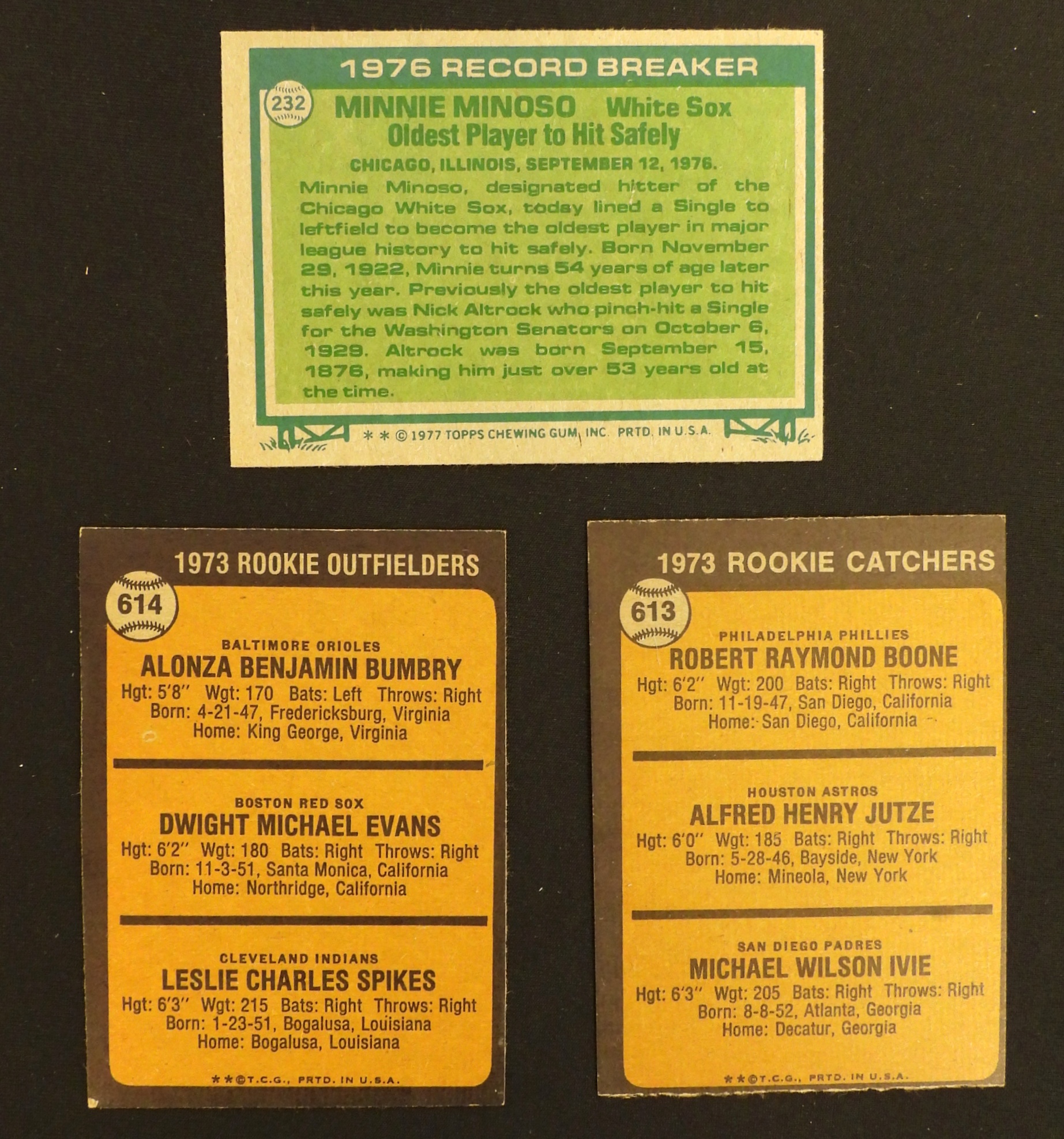 1973 & 77 Topps Rookie Cards & Records (3) Cards