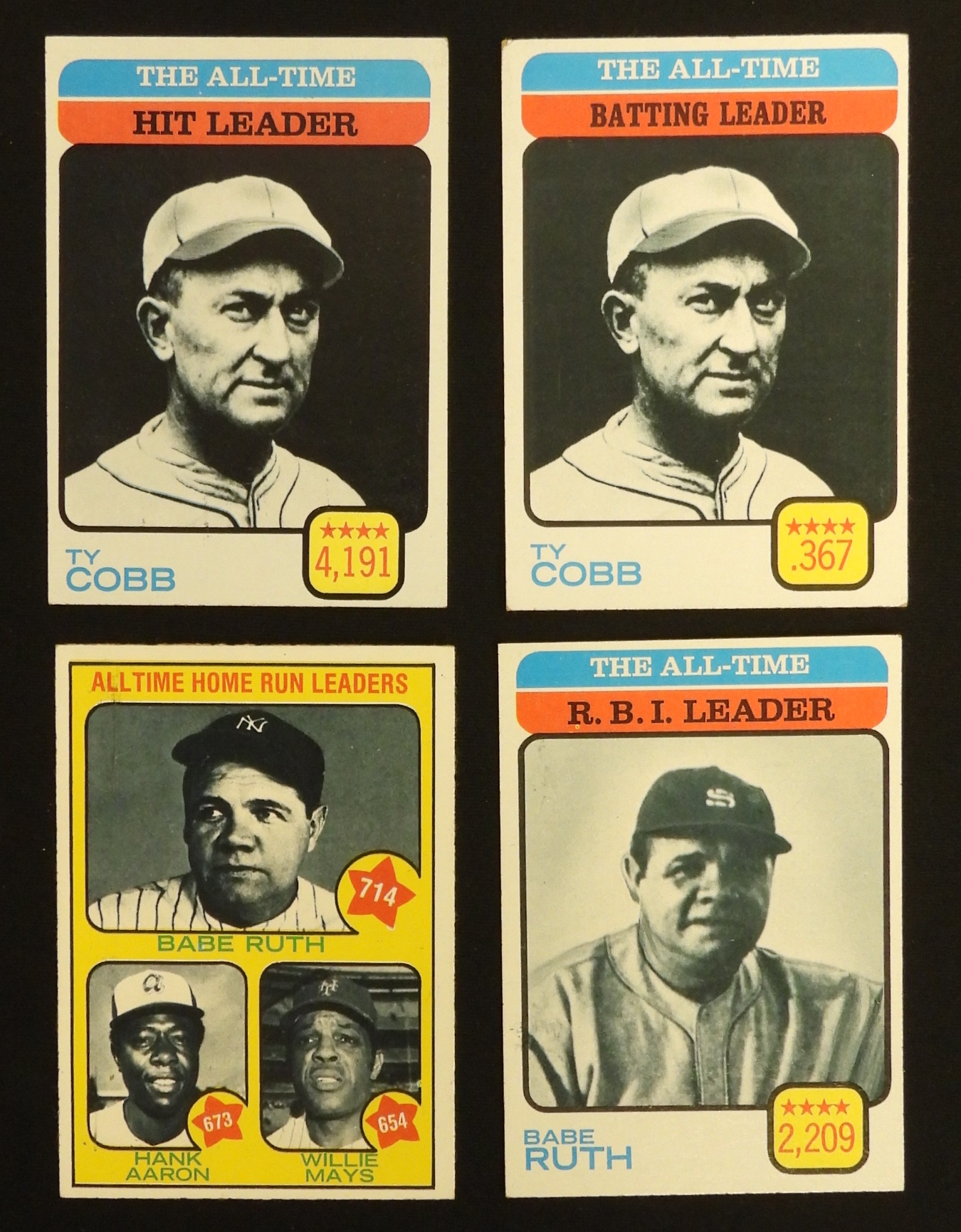 1973 Topps Baseball All-Time Leaders Card Set (4)