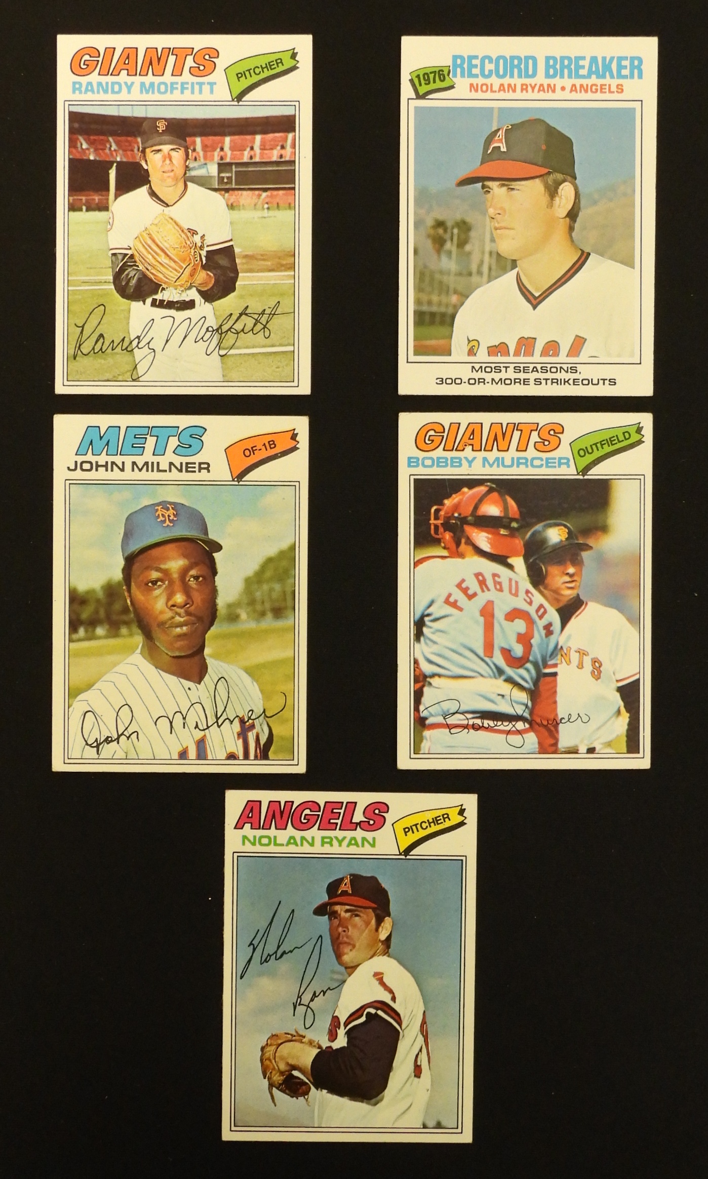 1970s Topps Baseball Cards Signed Lot (5 Cards)