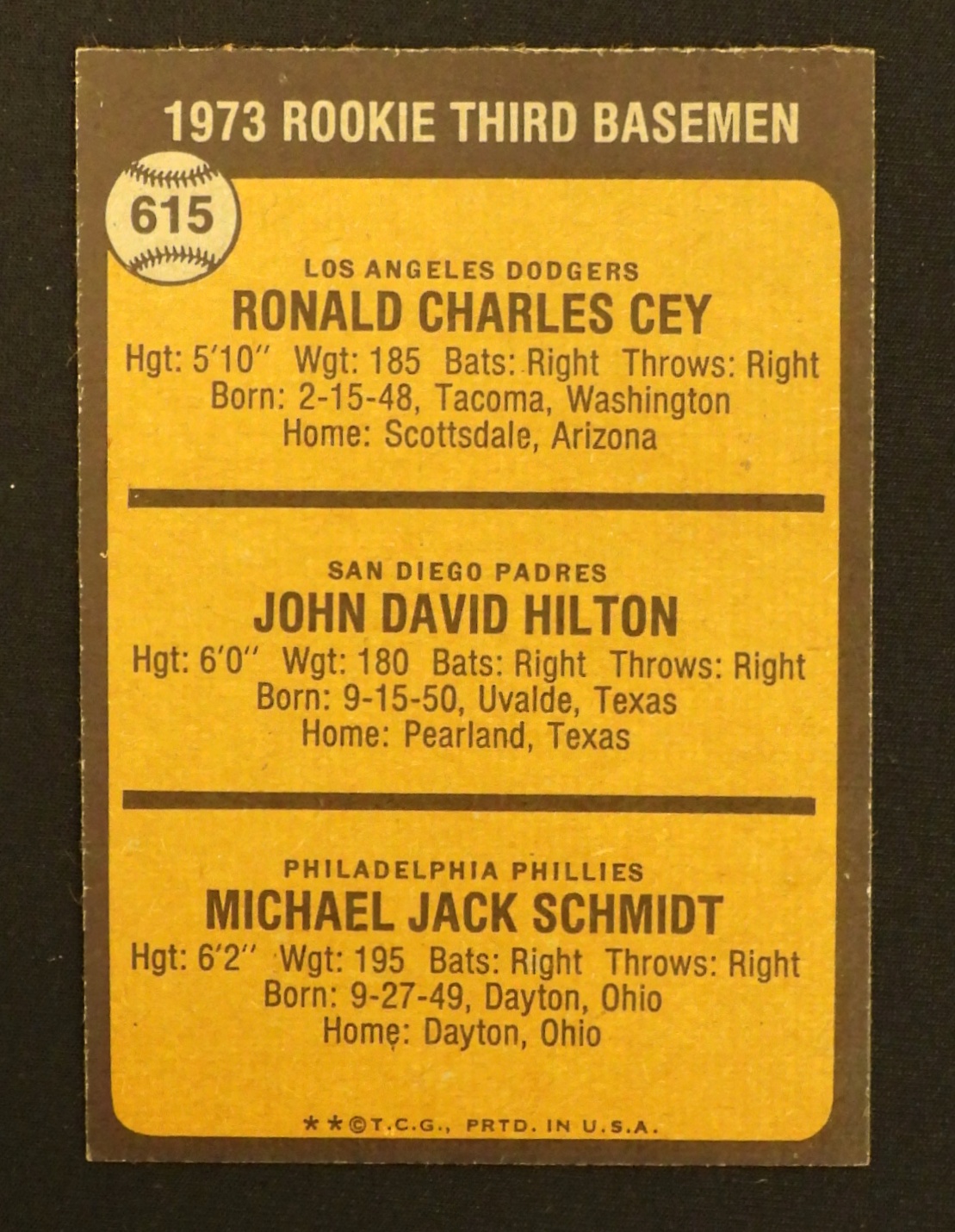 1973 Topps Rookie Third Basemen Card #615