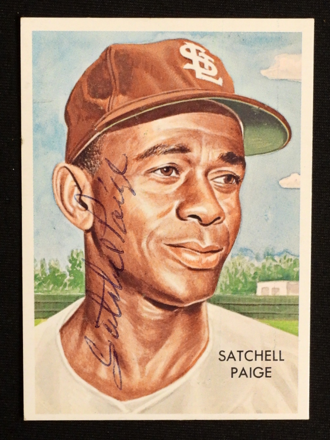 1953 Satchel Paige Signed Topps Reprint Card, JSA