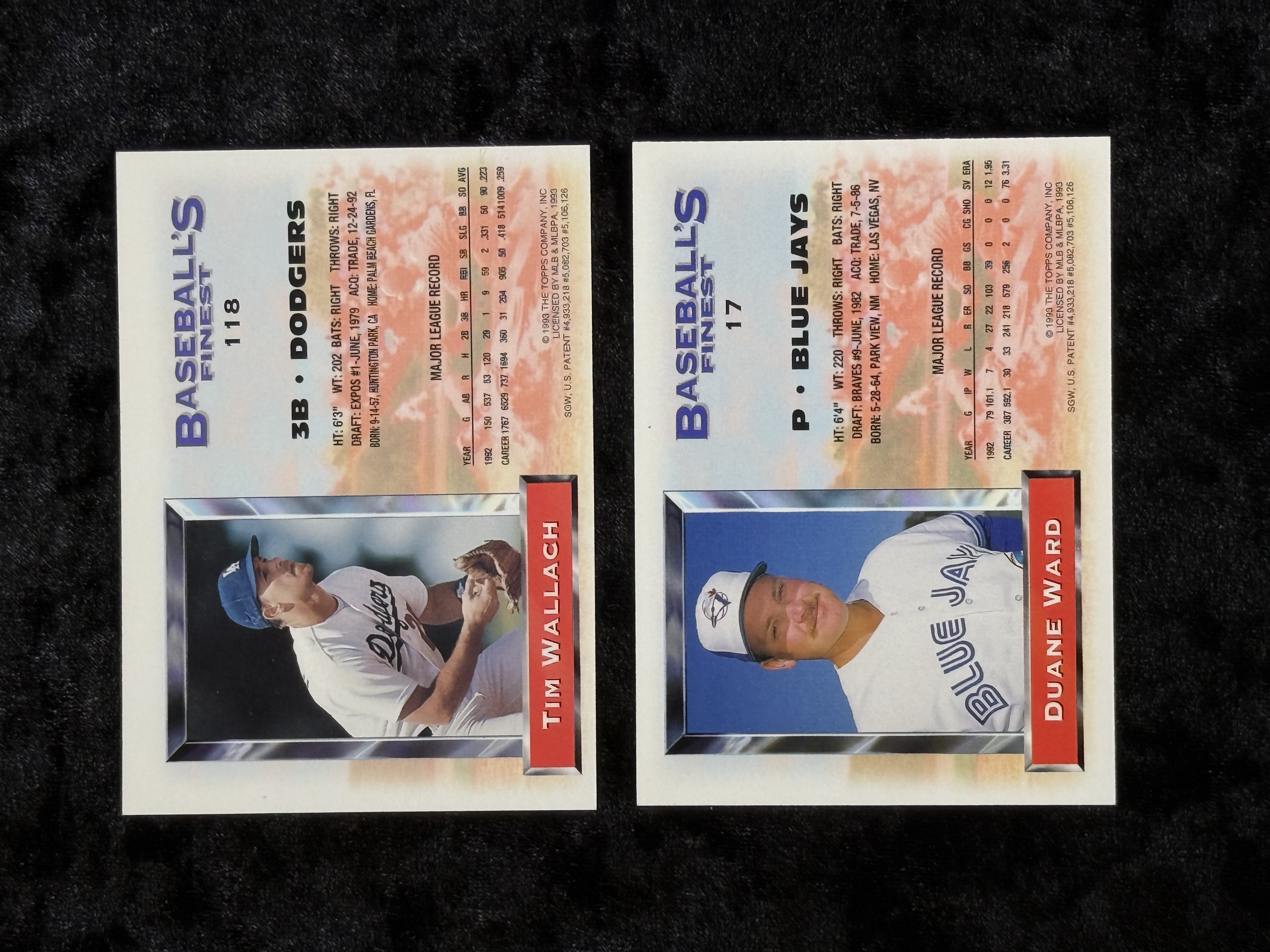 1993 Topps Finest Baseball Duane Ward Tim Wallach