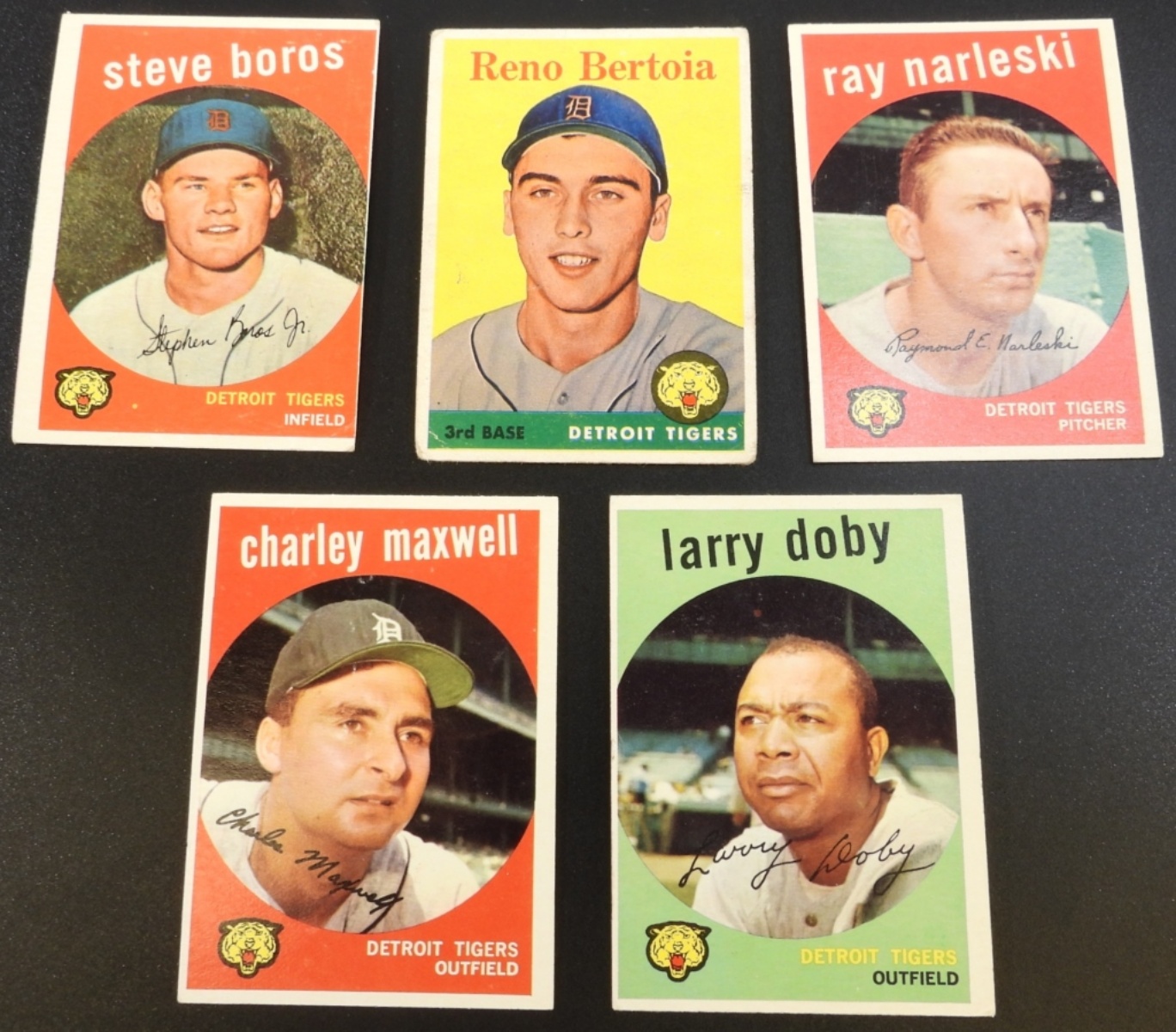 1950s Detroit Tigers Baseball Cards, Set of 5
