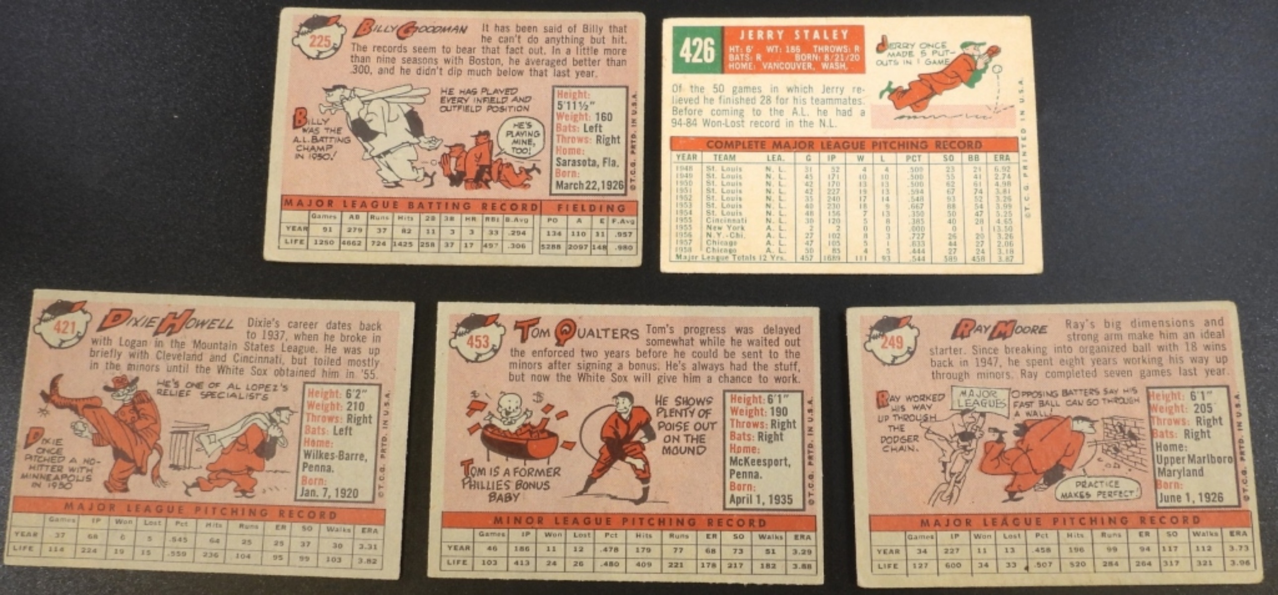 1950s Chicago White Sox Baseball Cards Lot 5 Cards