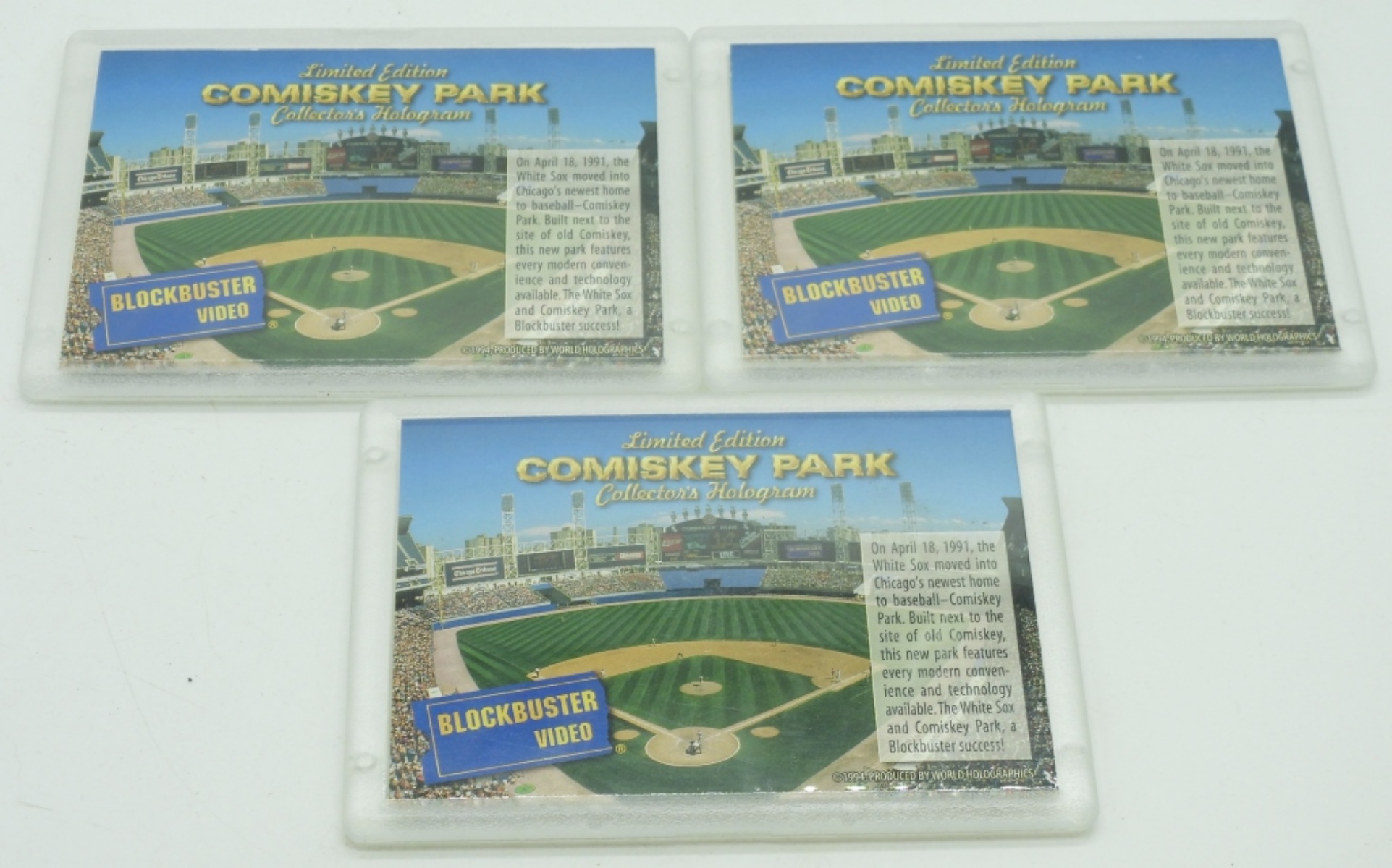 3 Limited Edition Comiskey Park Hologram Cards