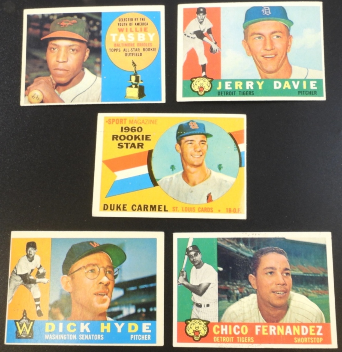 1960s Baseball Card Lot 5 Cards Tasby Davies Hyde