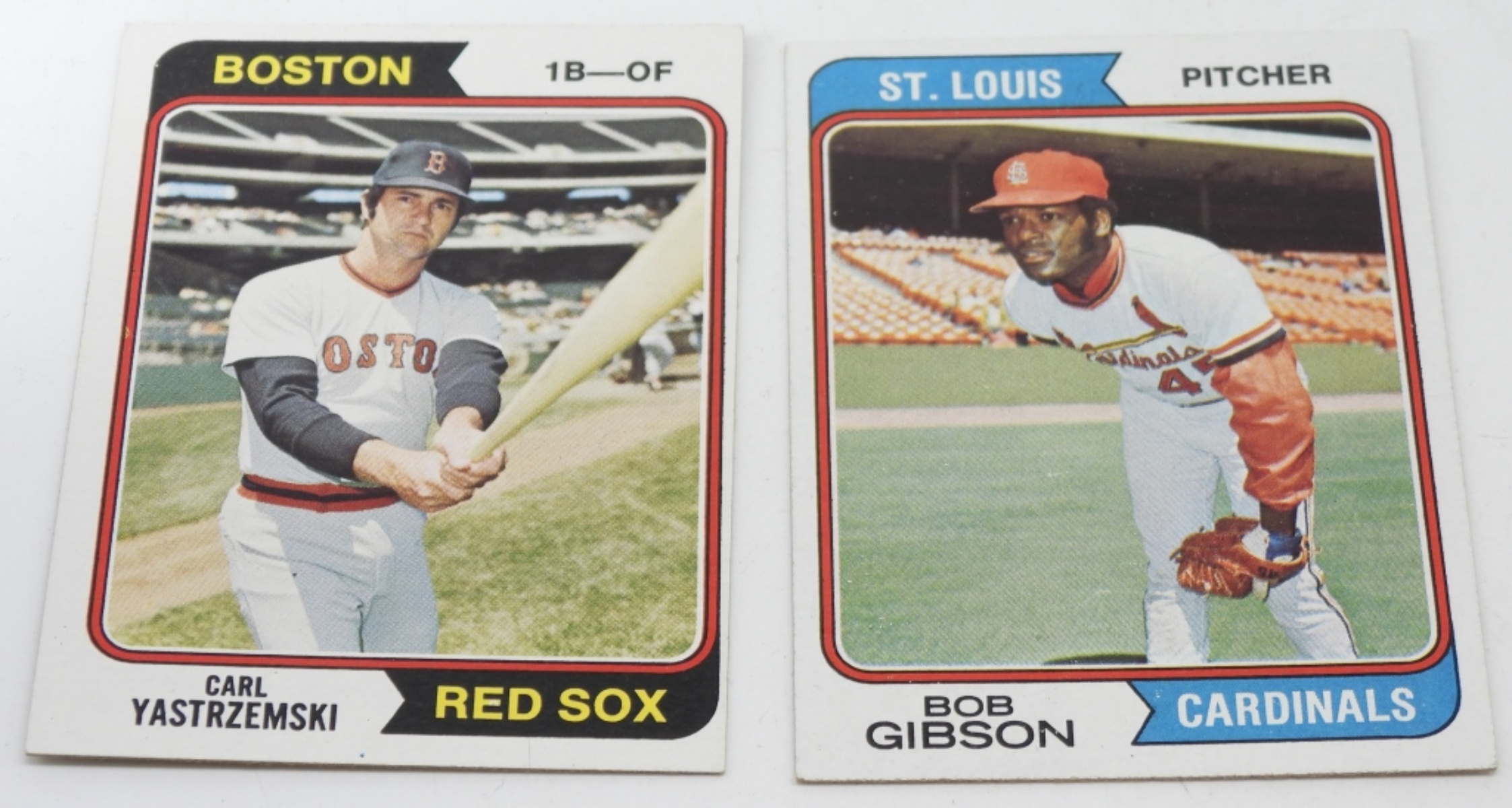 1974 Topps Yastrzemski and Gibson Cards Pair