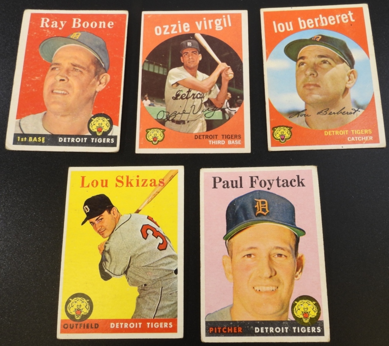 1950s Detroit Tigers Baseball Cards Lot of 5
