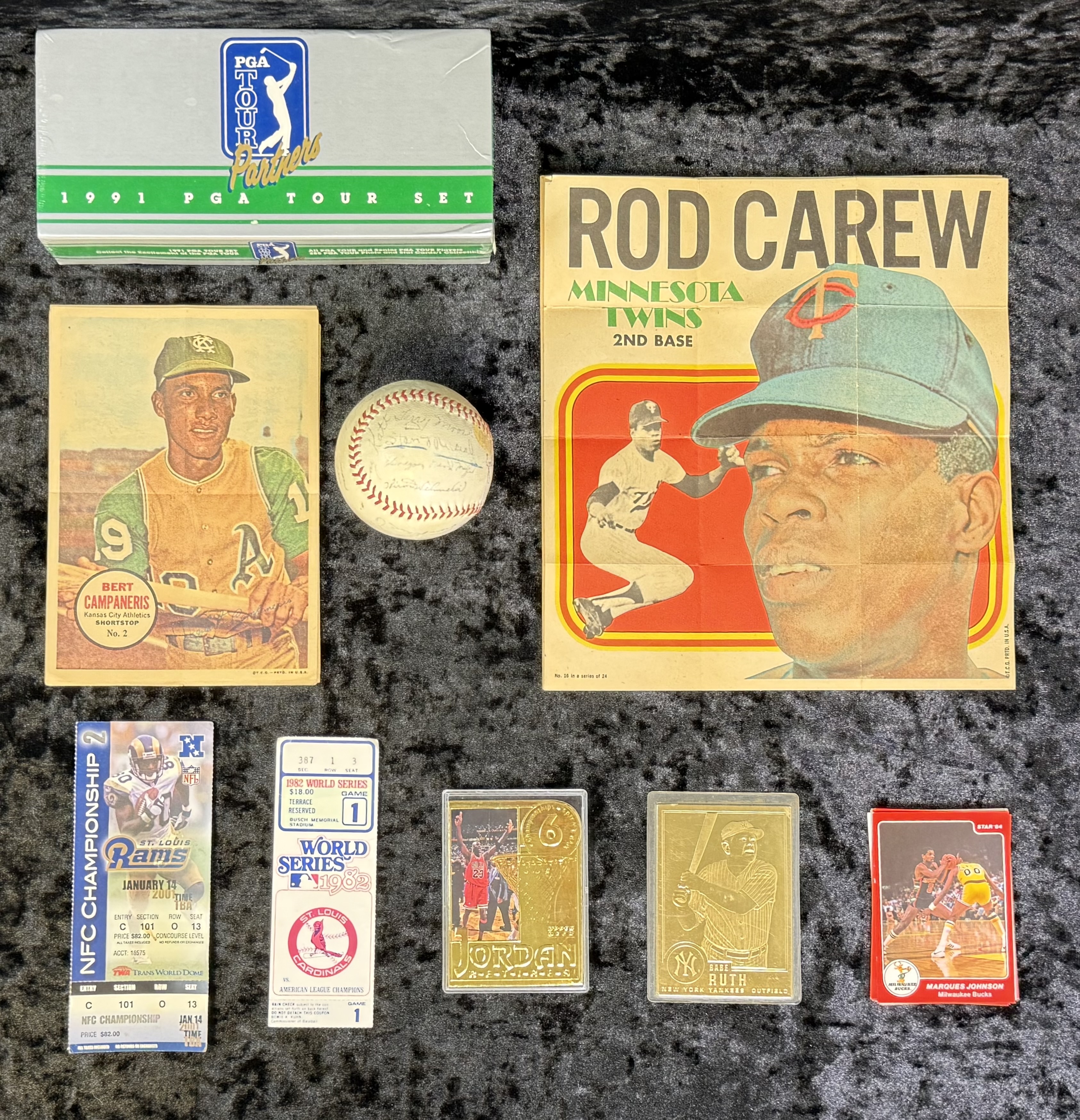 Baseball Memorabilia Lot, Signed Ball, Cards,