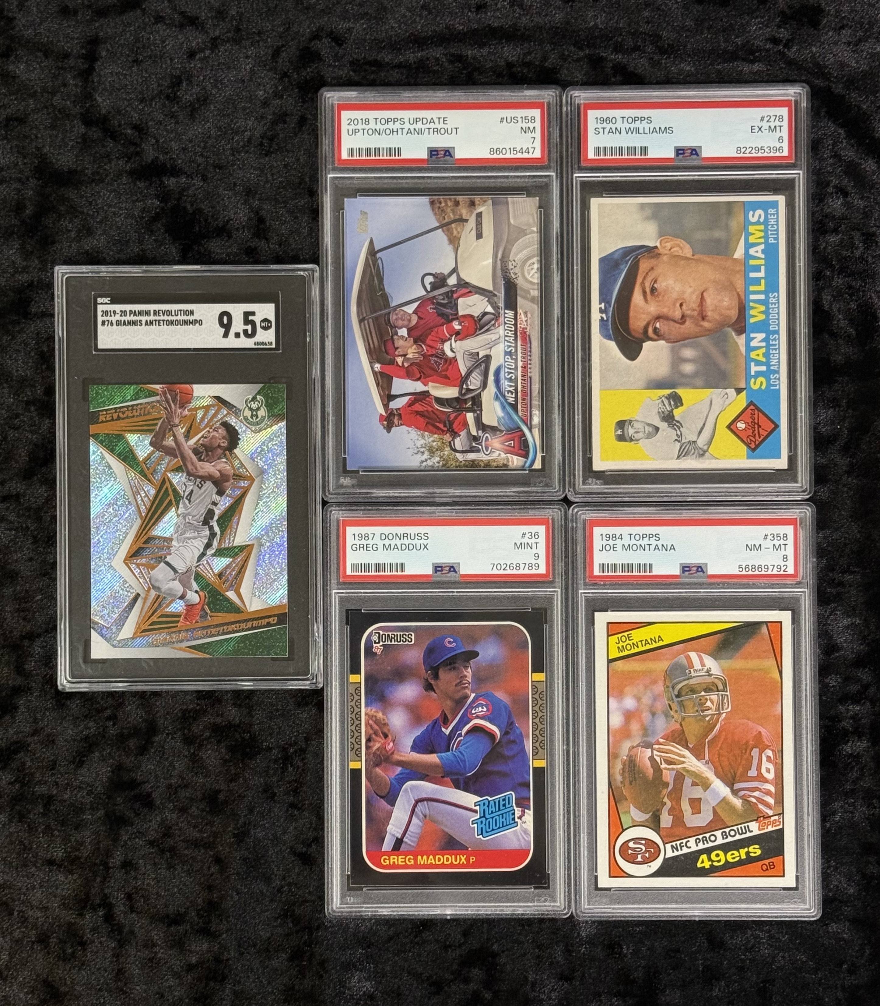 Sports Card Lot, 5 Graded Vintage Cards