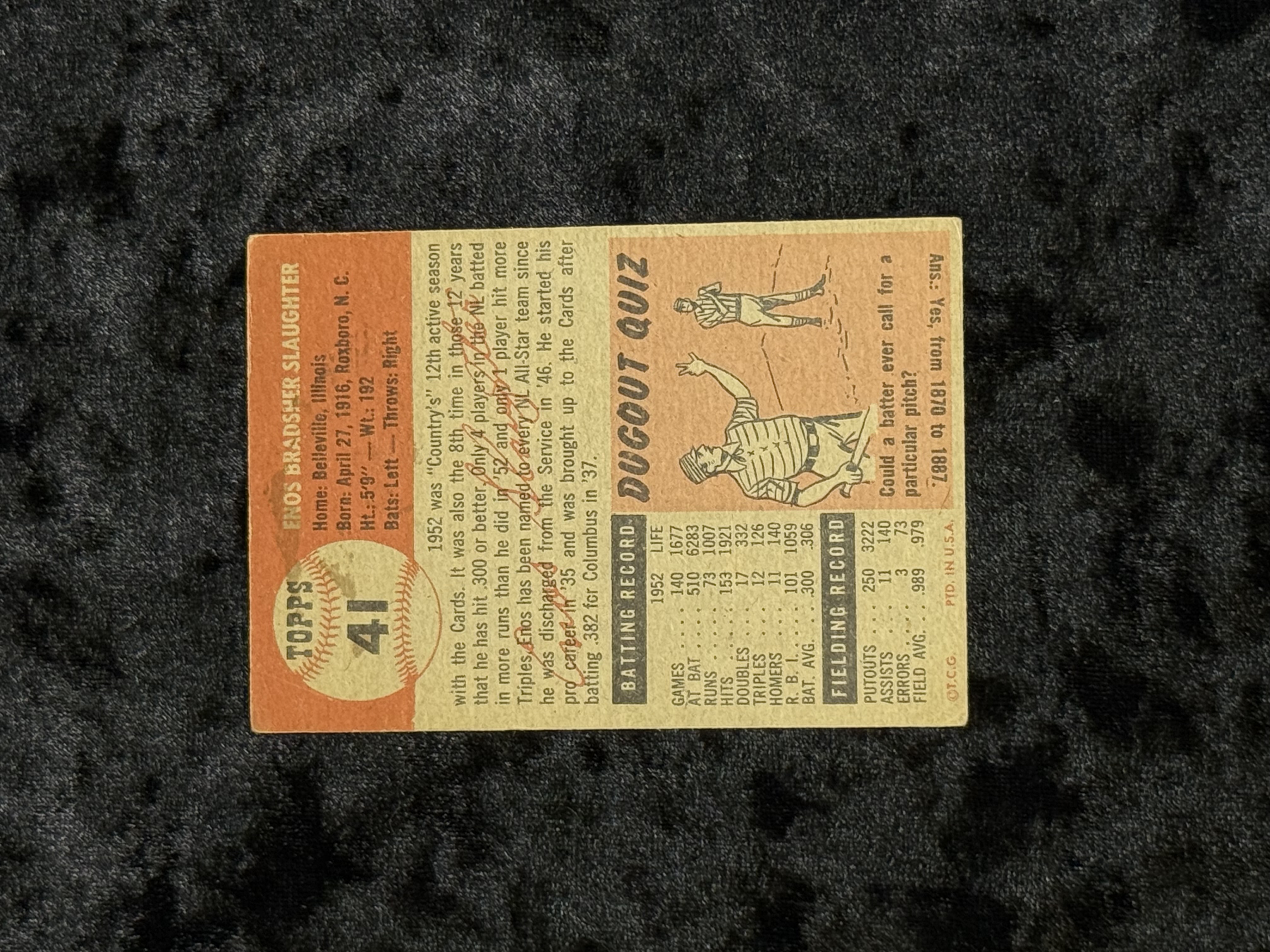 Vintage Baseball Cards, Slaughter & Lawrence, 1950