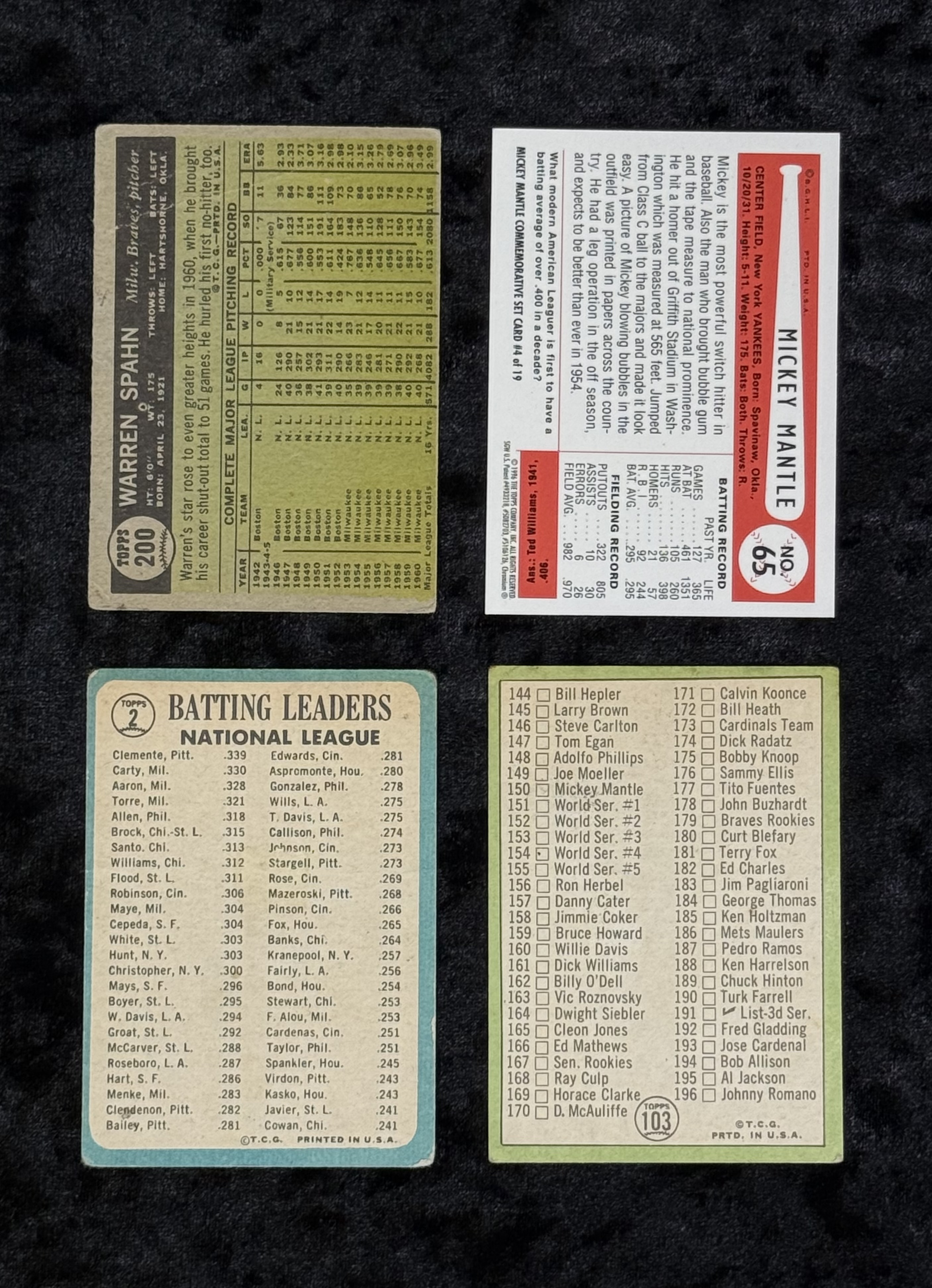 Mixed Baseball Card Lot, 1996 & 60s
