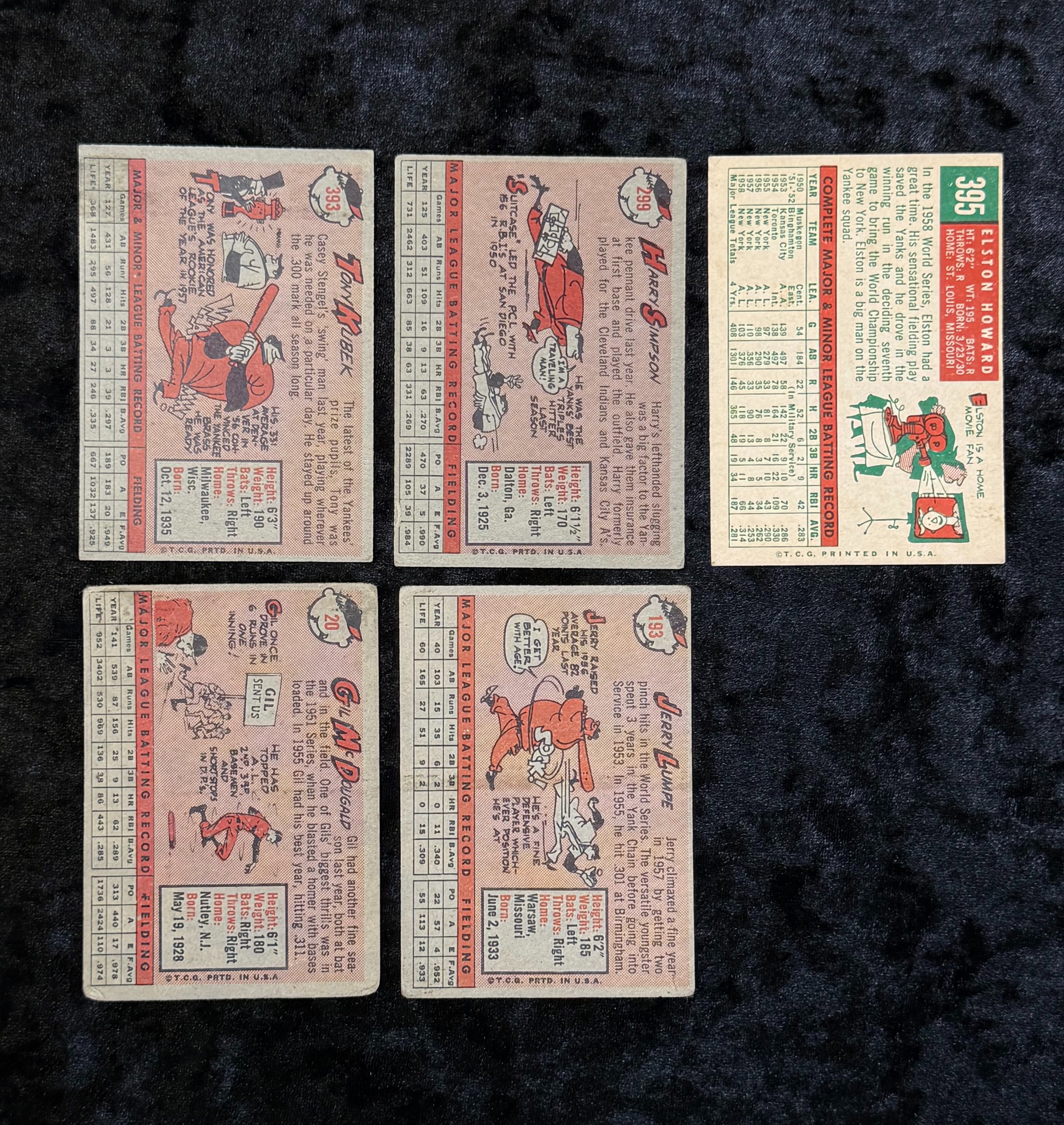 1950s Yankees Baseball Cards Lot of 5