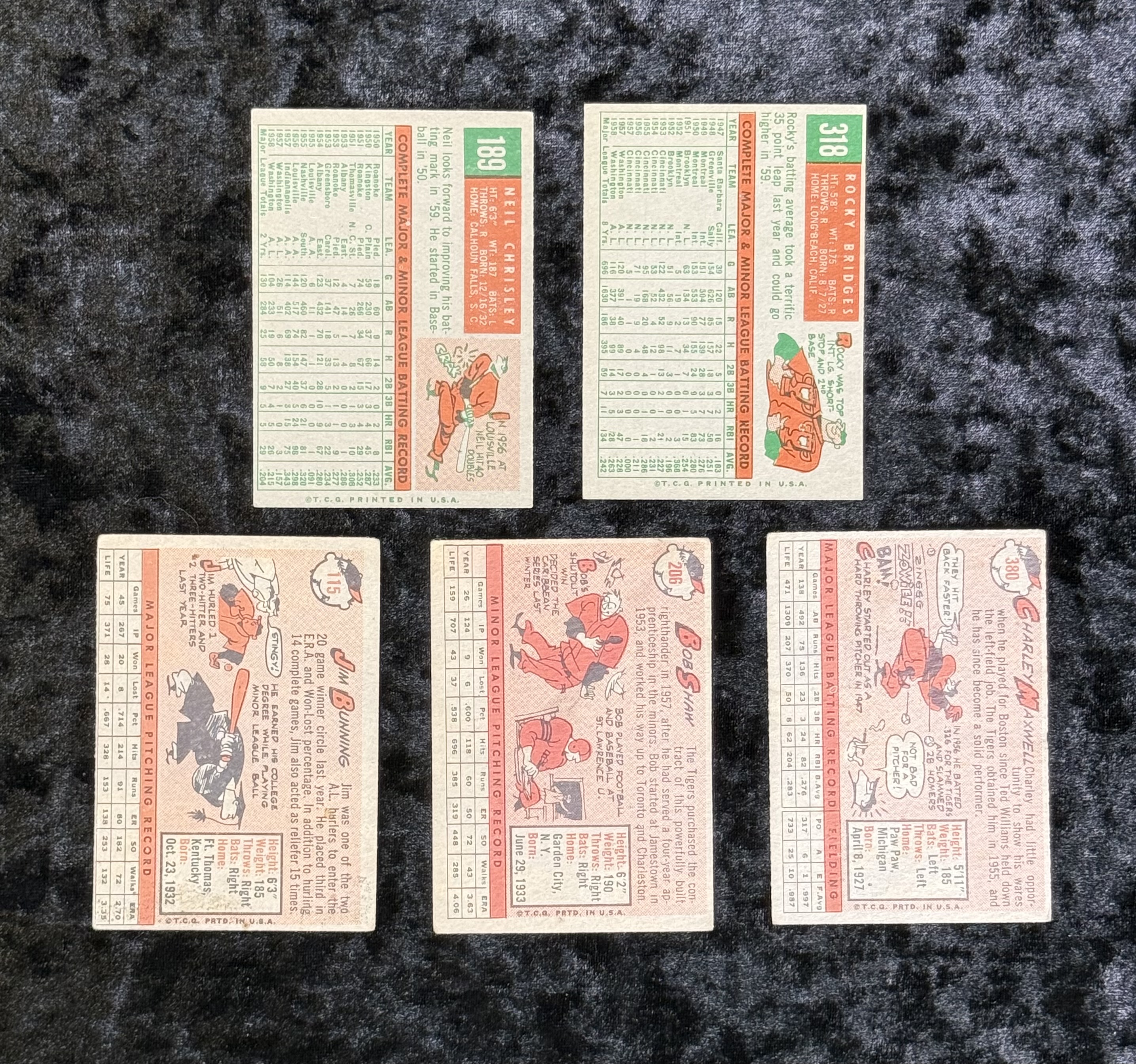 1950s Detroit Tigers Baseball Card Lot of 5