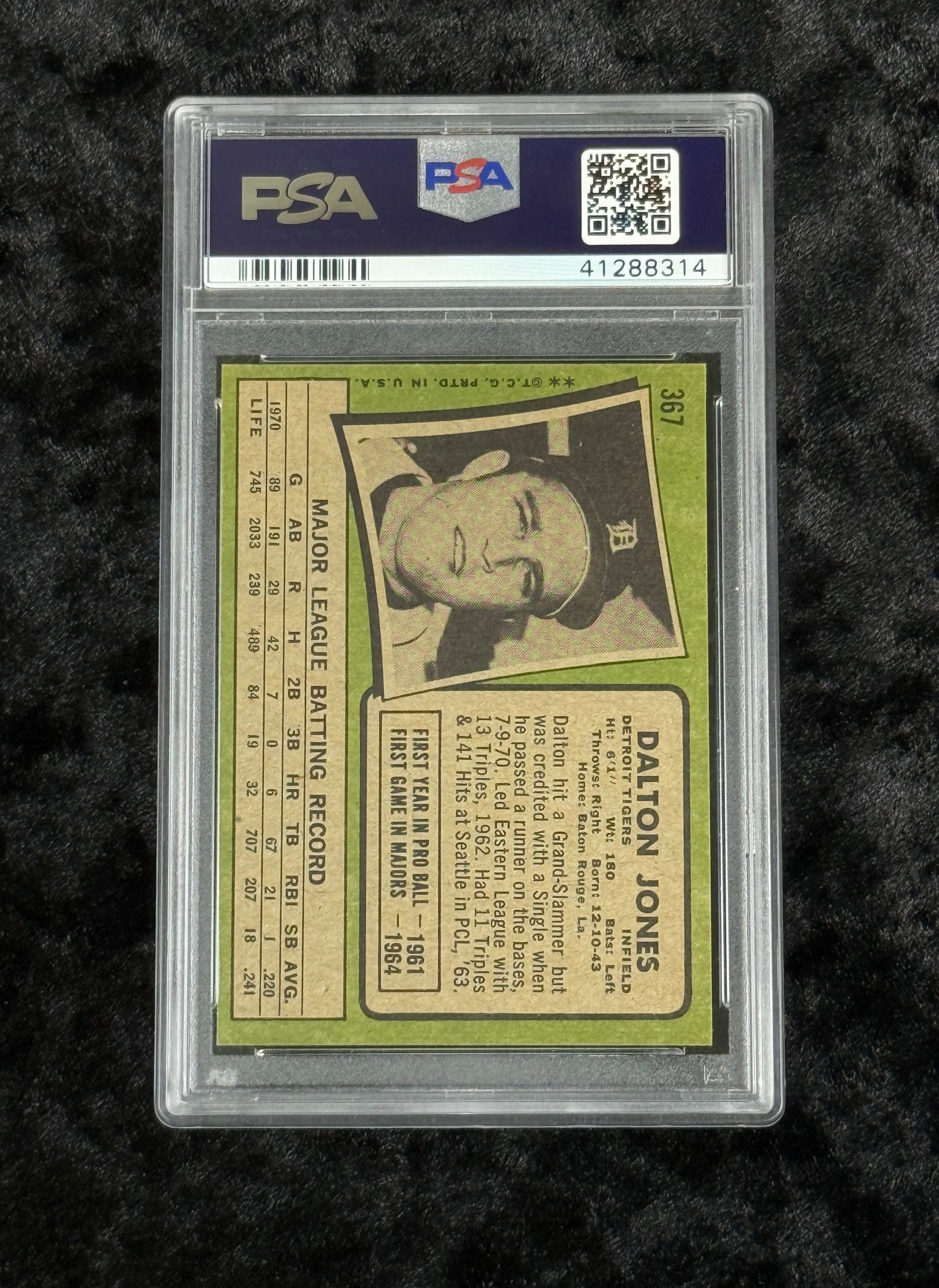 1971 Topps Dalton Jones #367 Card PSA 8 NM-MT