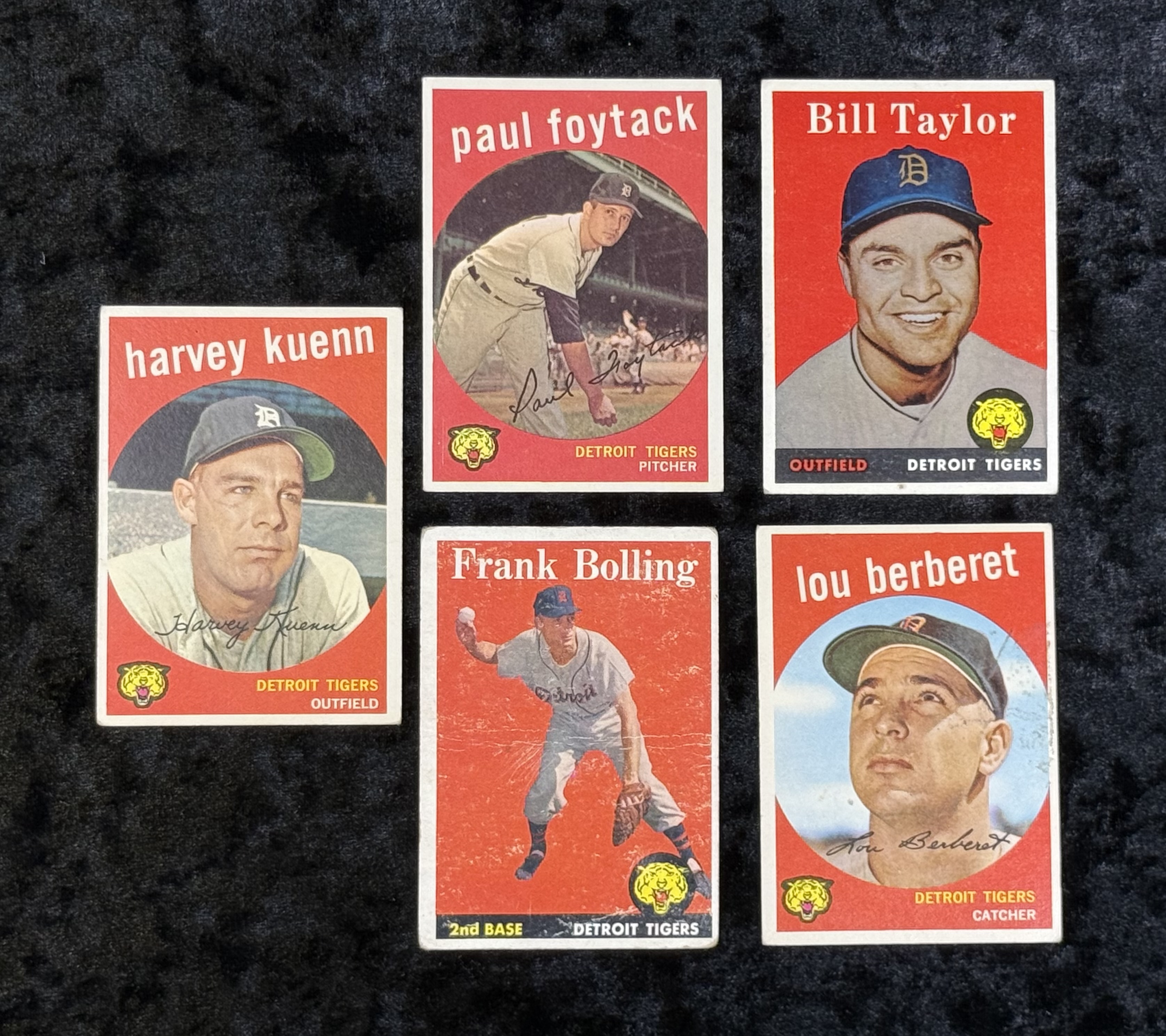 1950s Detroit Tigers Baseball Cards, Set of 5