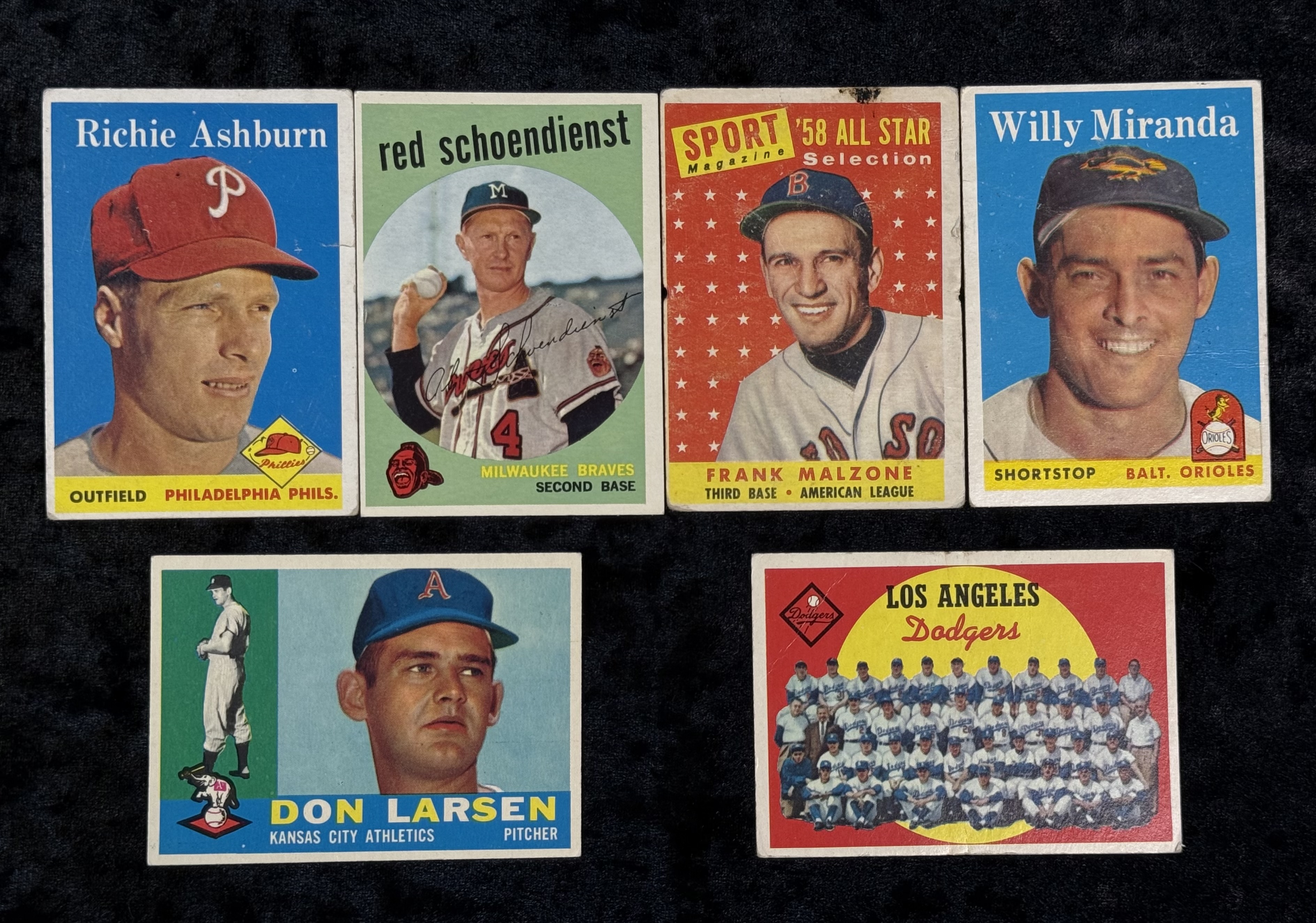 Lot of 6 Topps Baseball Cards 1958-1960